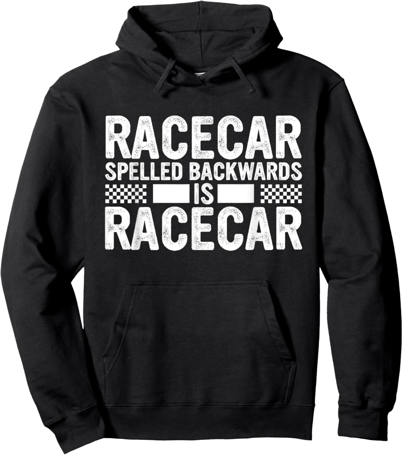 Racecar Spelled Backwards Mechanic Funny Car Racing Saying Hoodie - Hoodie | Black