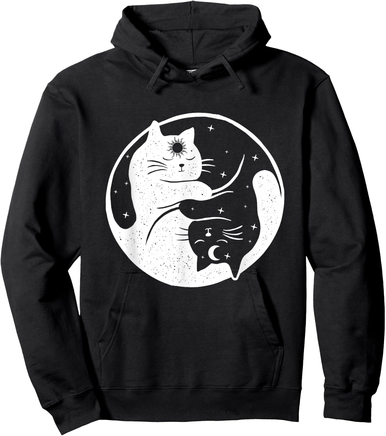 Cat Sun And Moon - Sleeping Kitty Kitten Pet Animal Lover Hoodie - Hoodie | Black