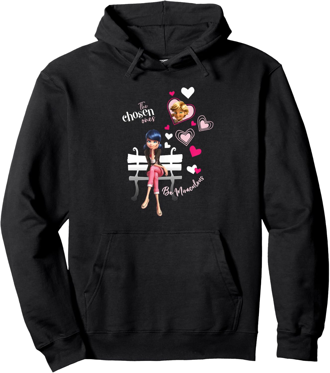 Miraculous Ladybug Charming Paris Adrien & Marinette Hoodie - Hoodie | Black