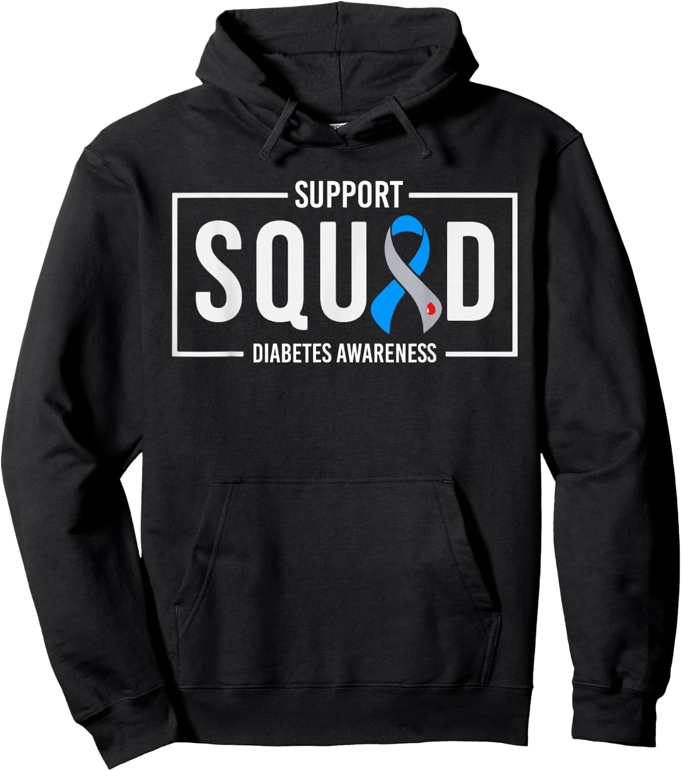 Support Squad Blue T1D Type 1 Diabetes Awareness Month Hoodie - Hoodie | Black