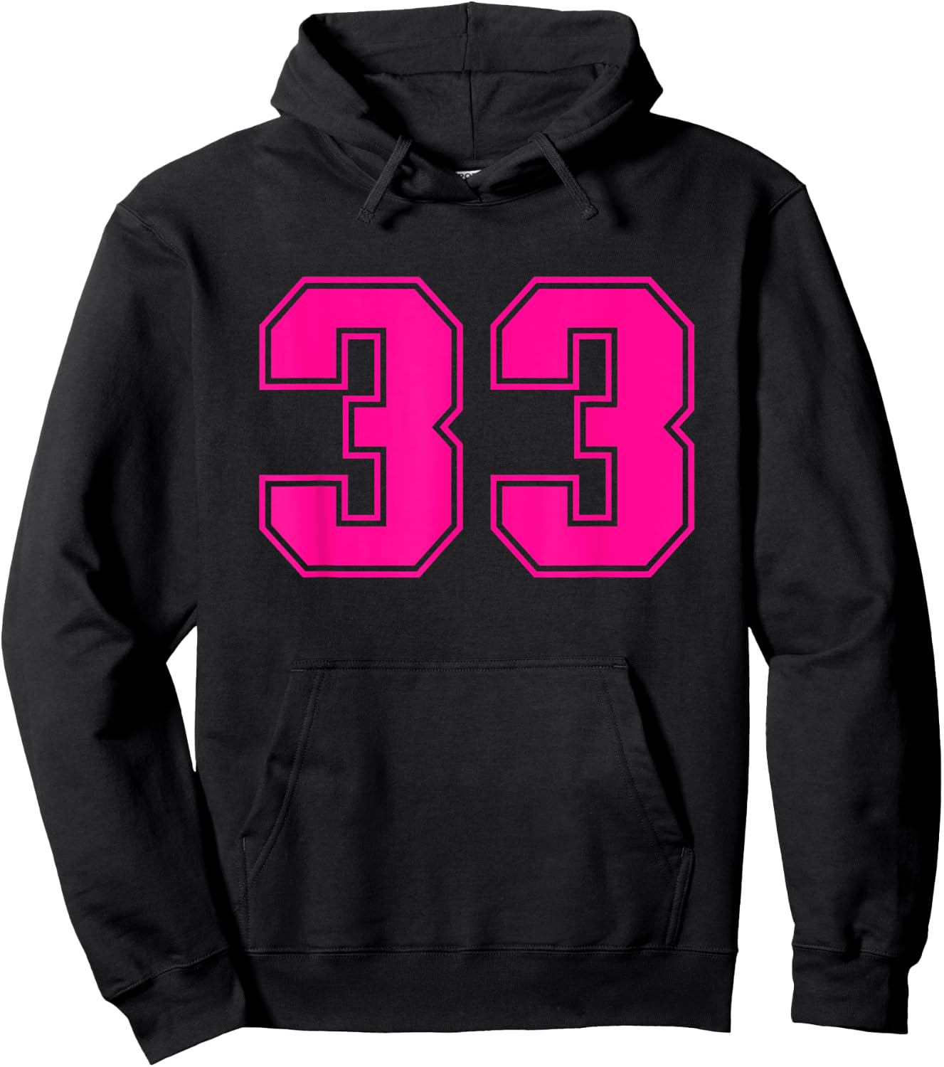 Number #33 Pink Sports Fan Jersey Number Hoodie - Hoodie | Black