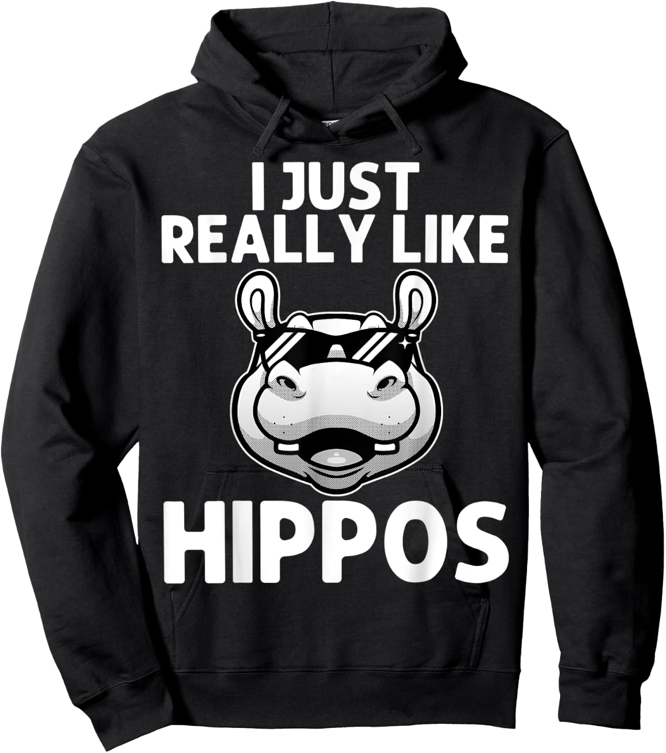 Funny Hippo Design Women Kids Hippopotamus Lover Hoodie - Hoodie | Black