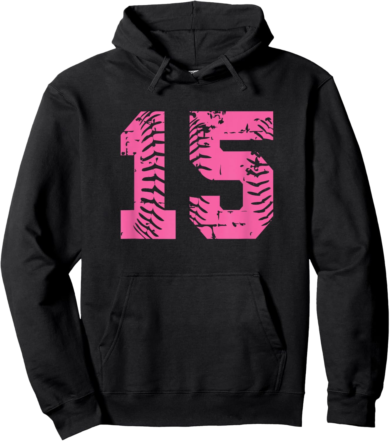 Baseball Softball Pink Number #15 Hoodie - Hoodie | Black