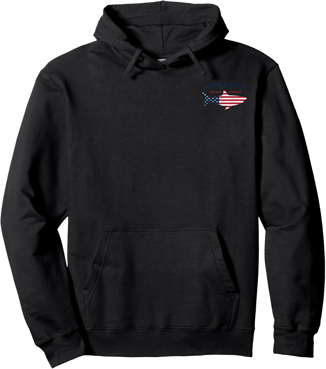 Trendy Ocean & Coast Fishing Patriotic Flag Hoodie - Hoodie | Black