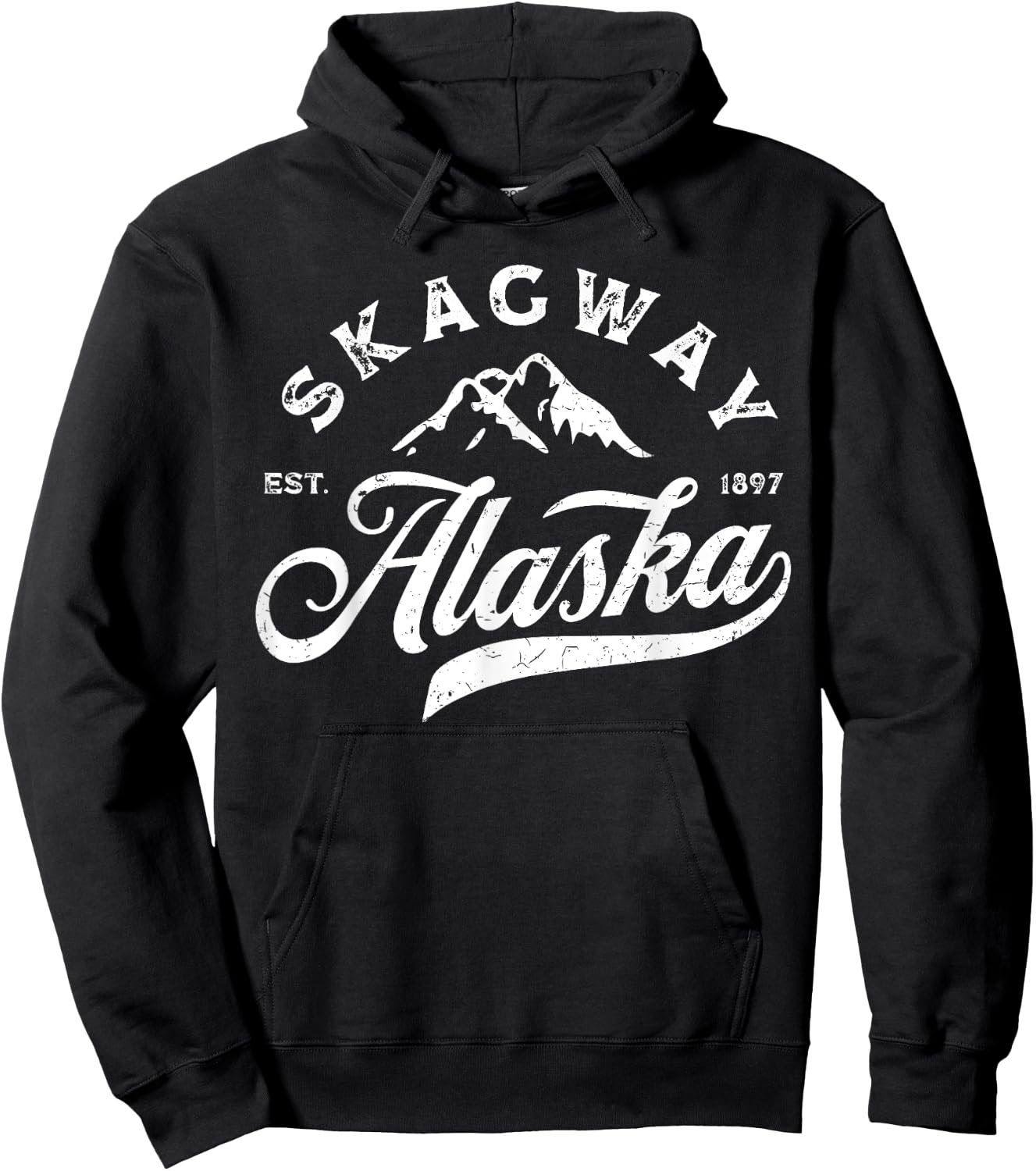 Skagway Alaska AK Vintage Mountains Vacation Souvenir Hoodie - Hoodie | Black