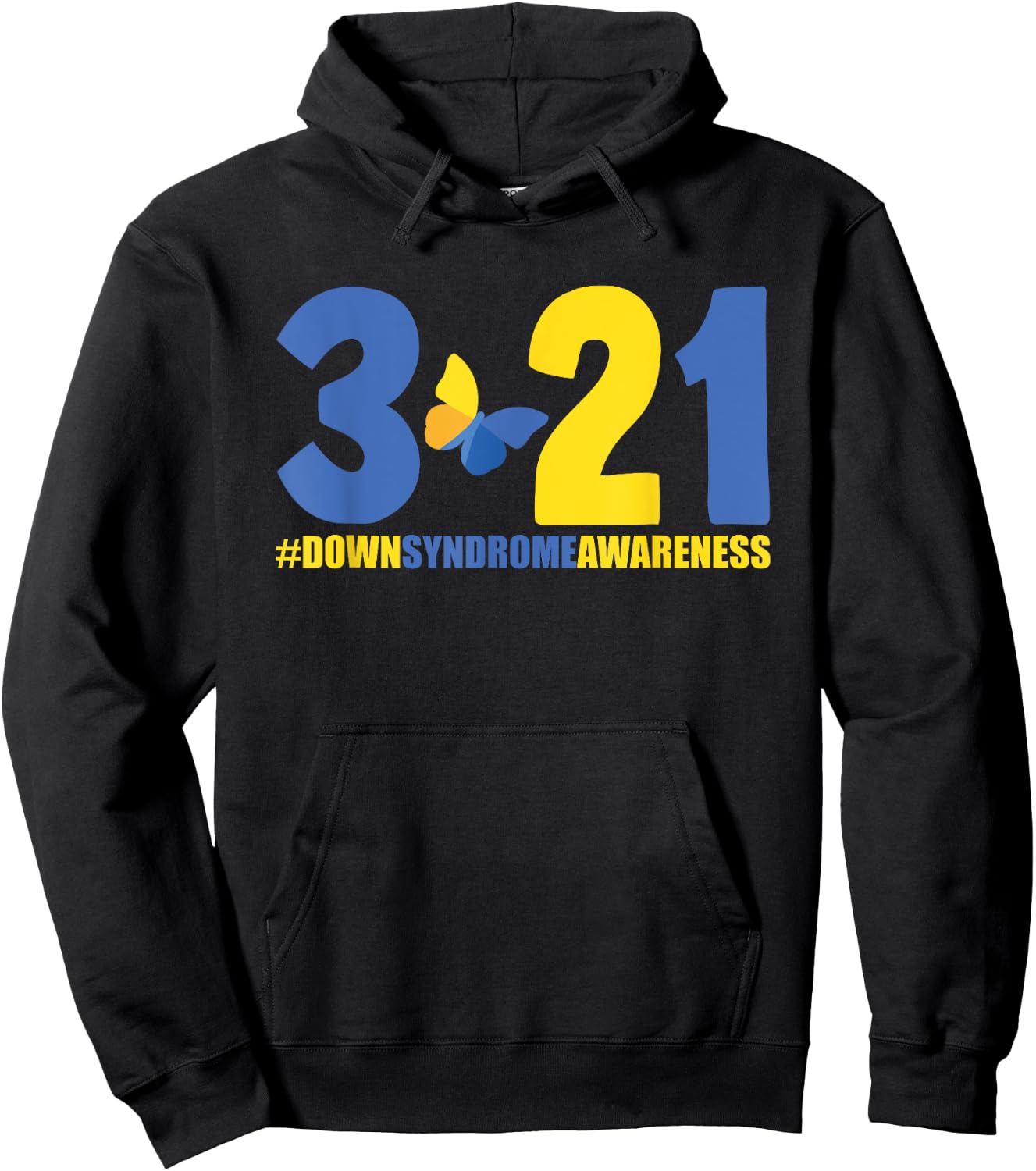 Blue Yellow Heart 21 World Down Syndrome Awareness Day 3 21 Hoodie - Hoodie | Black