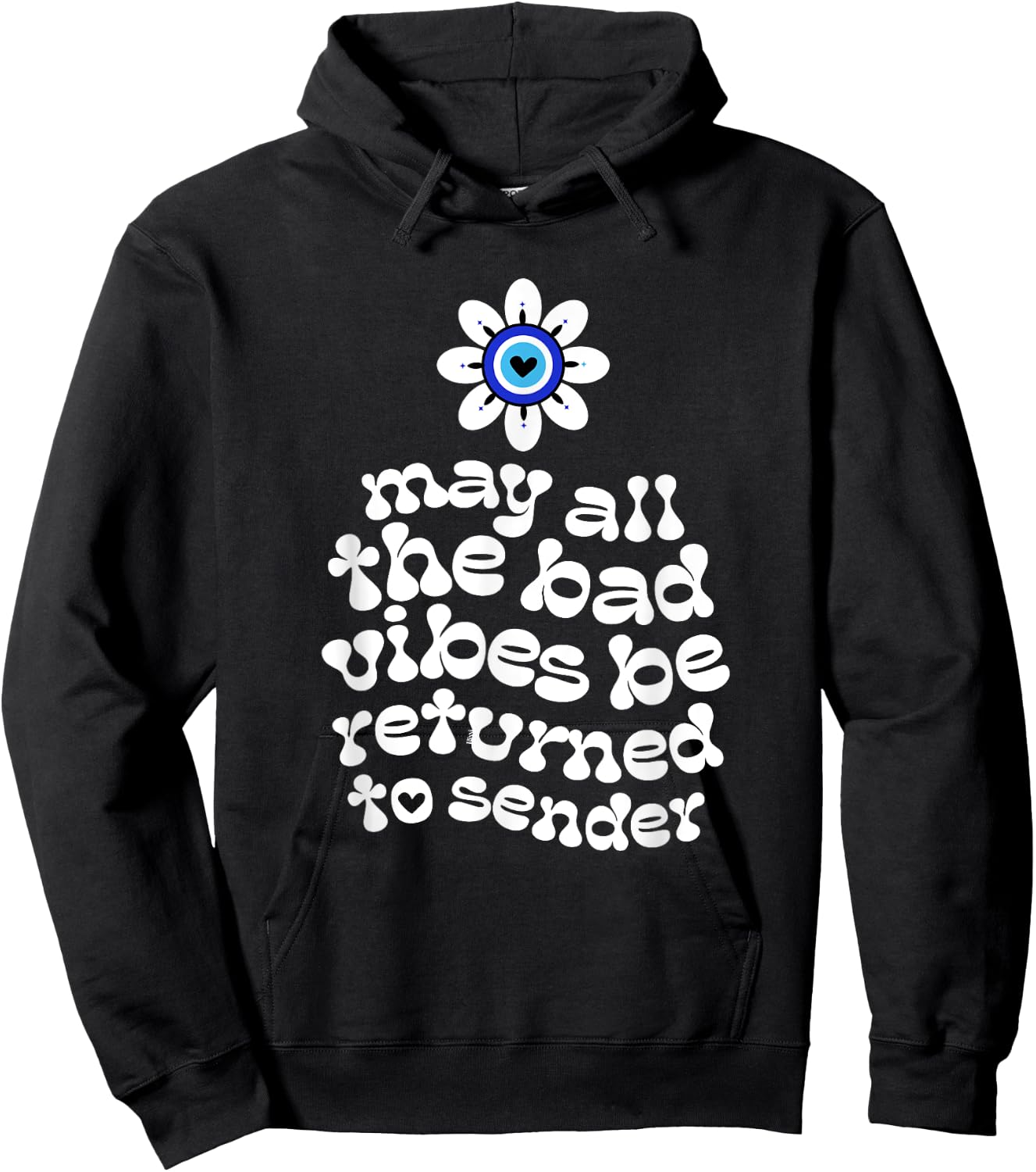 Evil Eye Flower No Bad Vibes Negative Energy Protection Hoodie - Hoodie | Black