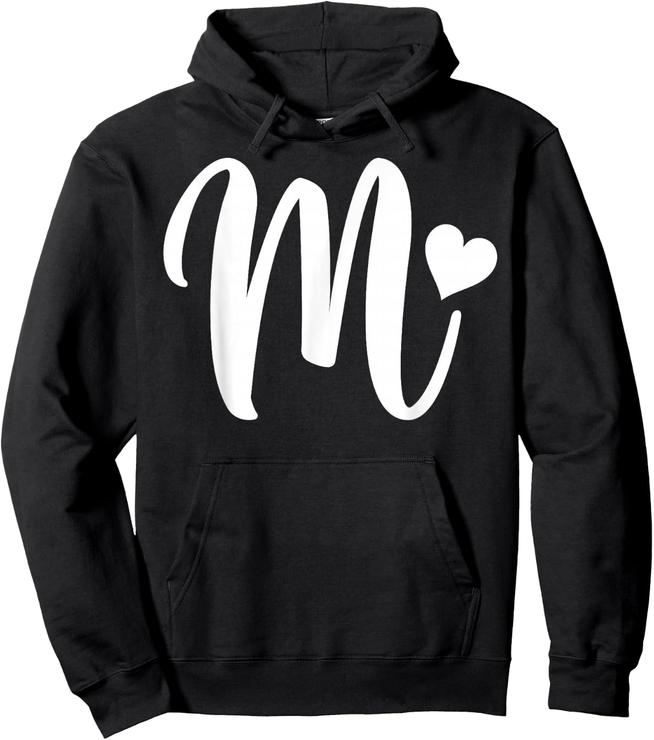 white letter M monogram initial minimalist heart graphic Hoodie - Hoodie | Black