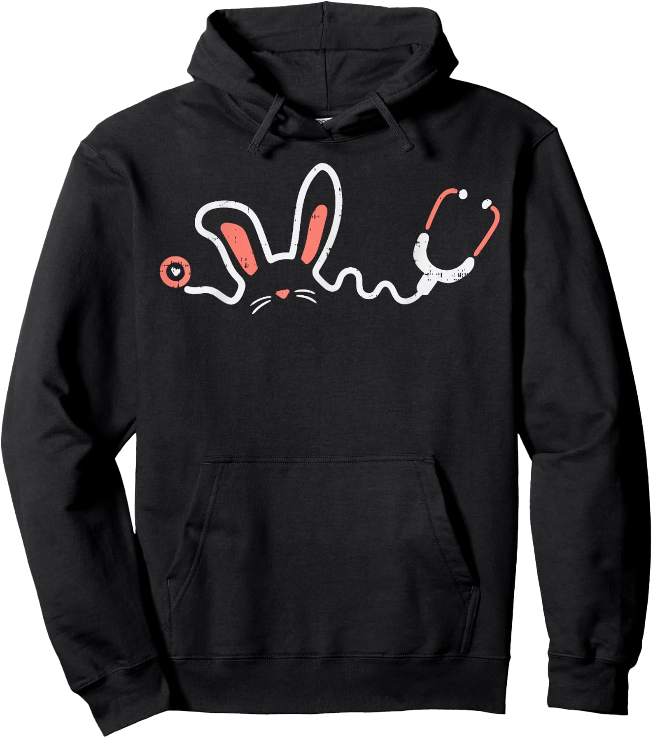 Easter Bunny Stethoscope Nurse Doctor Rabbit Scrub Top Women Hoodie - Hoodie | Black