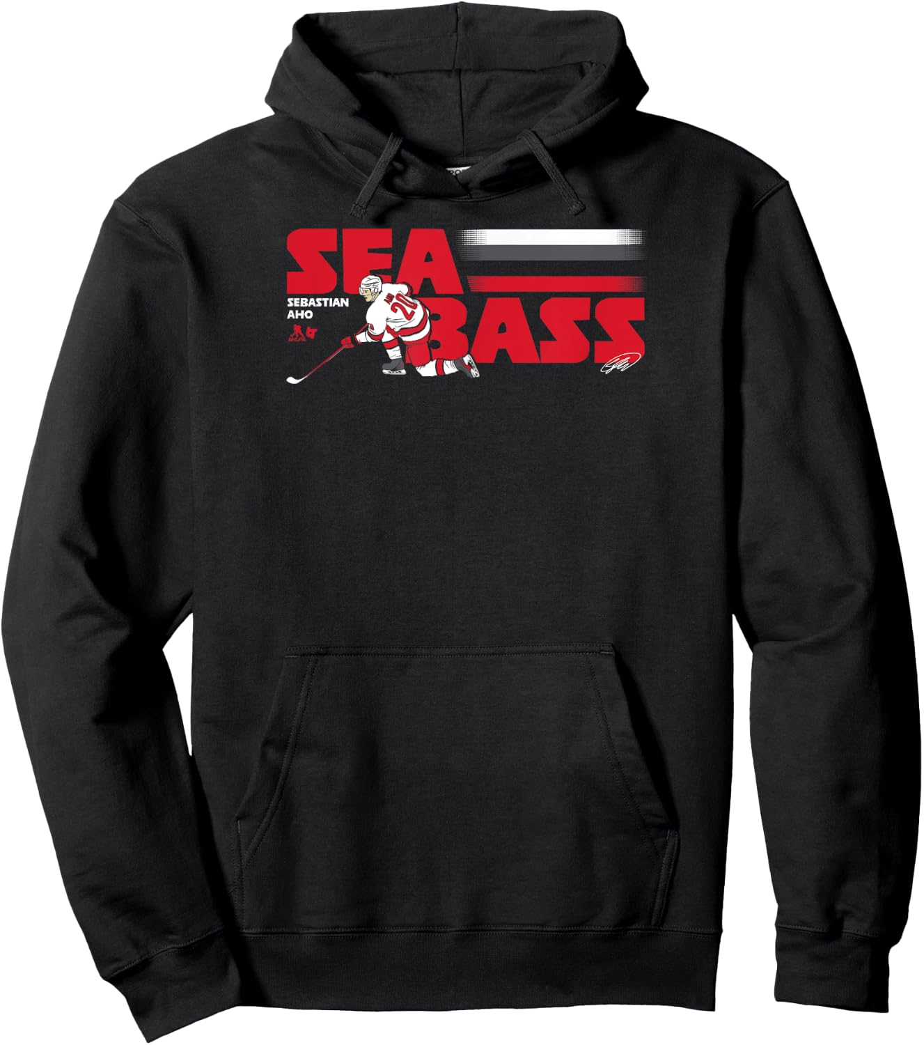 Sebastian Aho: Sea Bass - Carolina Hockey Hoodie - Hoodie | Black