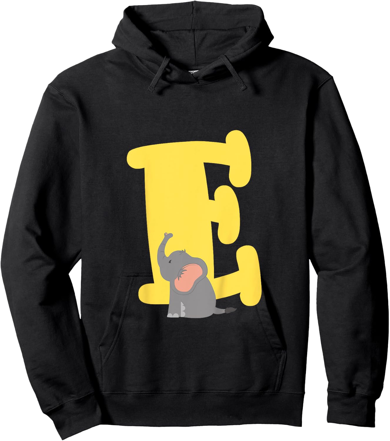 Cute Elephant Letter E Alphabet Boys Girls Initial Hoodie - Hoodie | Black