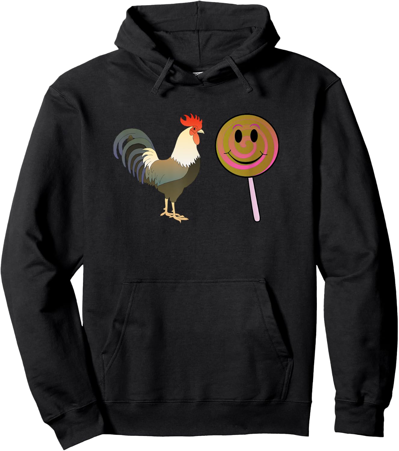 Funny Cute Rooster and Lollipops Smile Fun Classic Joke Meme Hoodie - Hoodie | Black
