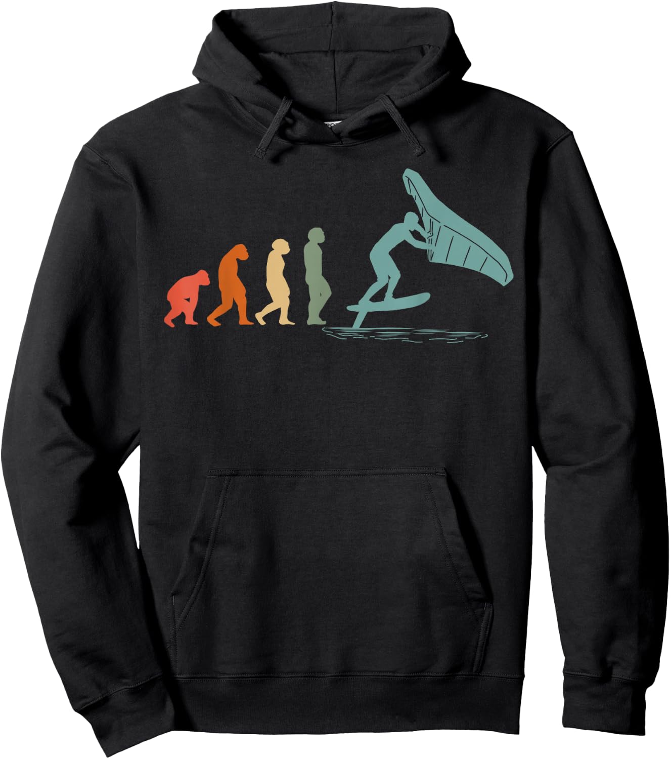Wingfoil-Surfer Wingfoiling-Board Vintage Wing-Foiling Hoodie - Hoodie | Black