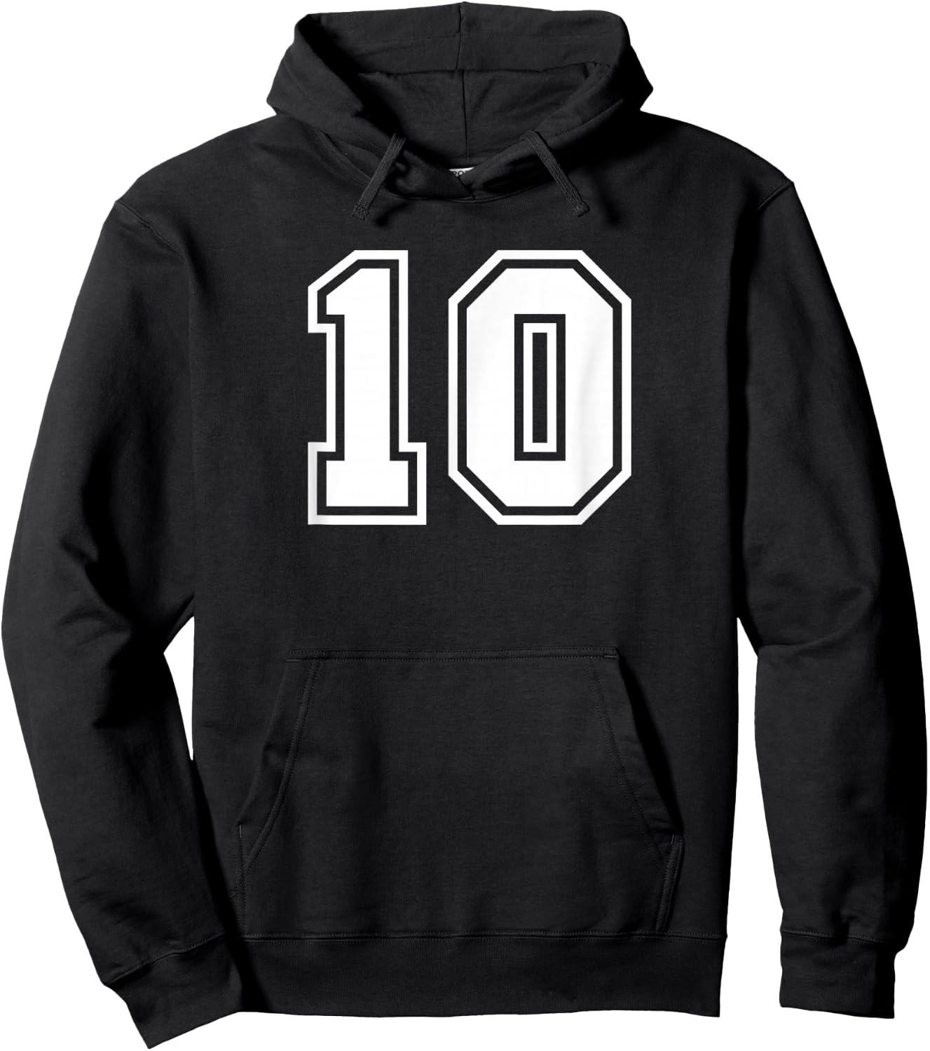 Number #10 Sport White Number Hoodie - Hoodie | Black