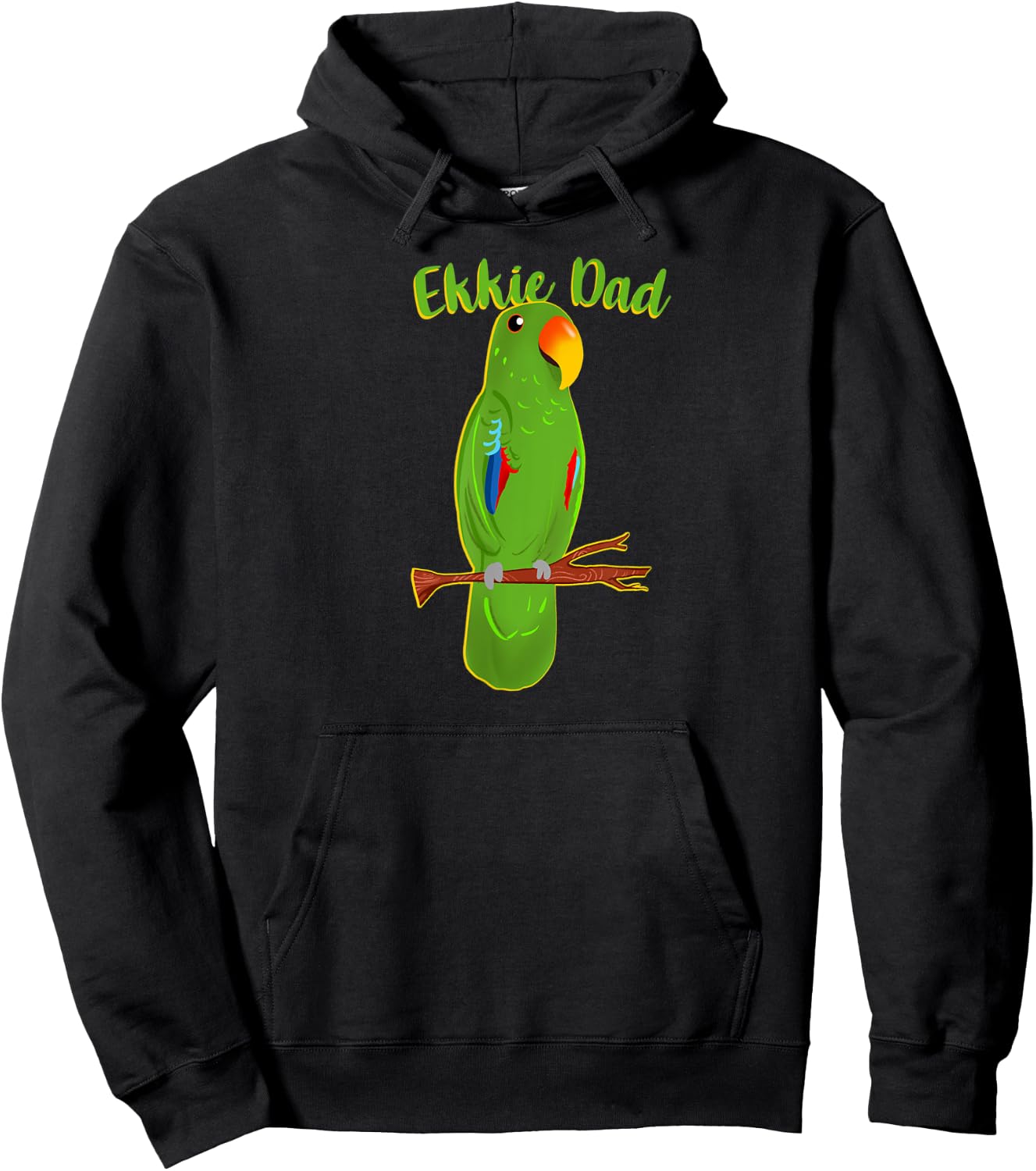 Ekkie Dad Eclectus Parrot Adorable Bird Cute Drawing Hoodie - Hoodie | Black