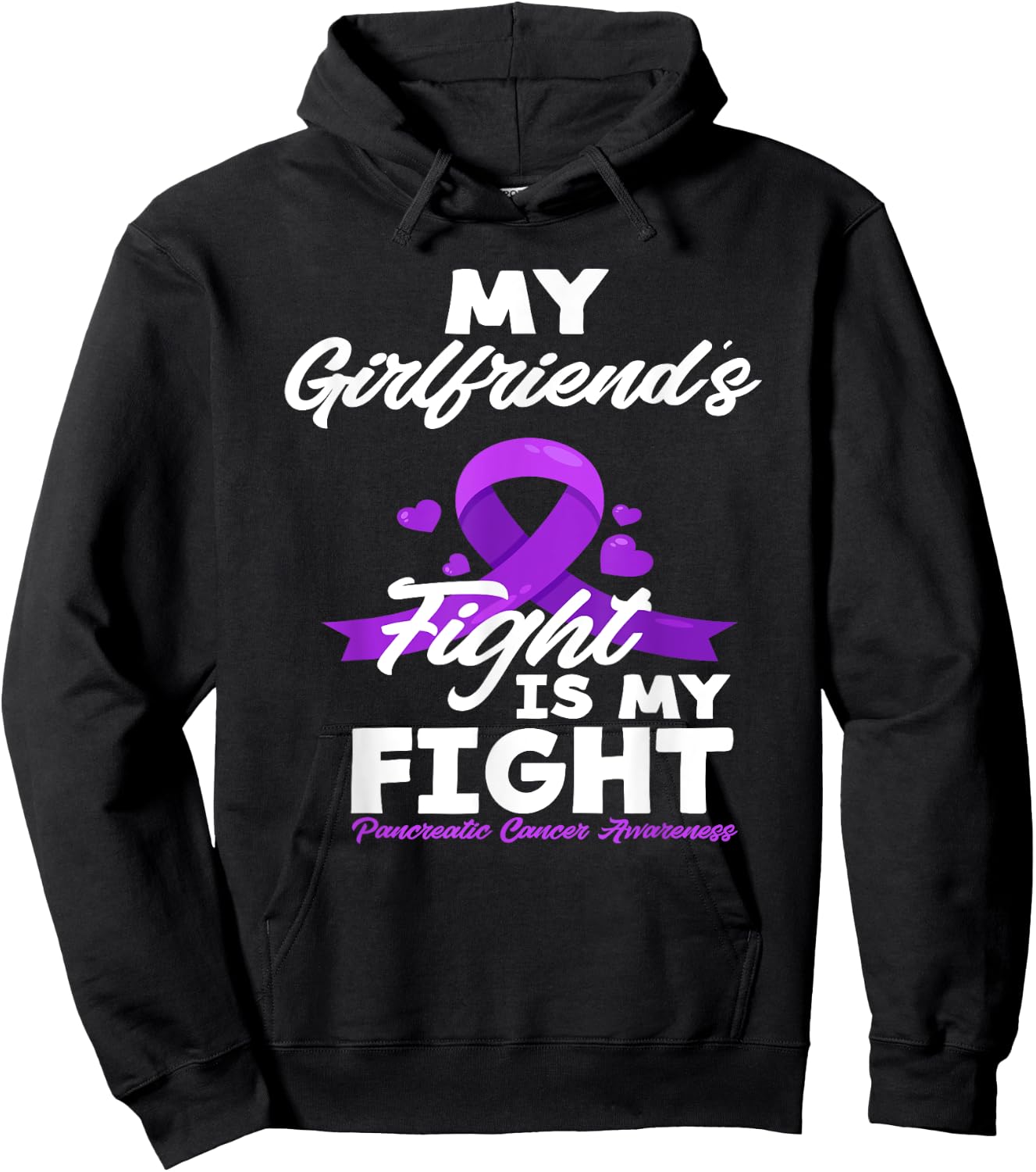 Girlfriend's Fight Is My Fight Pancreatic Cancer Awareness Hoodie - Hoodie | Black