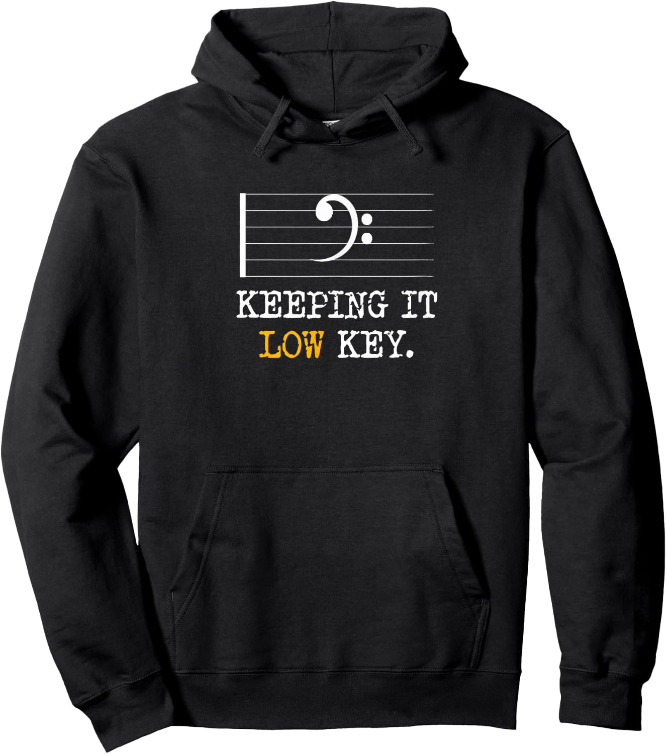 Retro Bass Clef Music Keeping It Low Key Funny Musician Hoodie - Hoodie | Black
