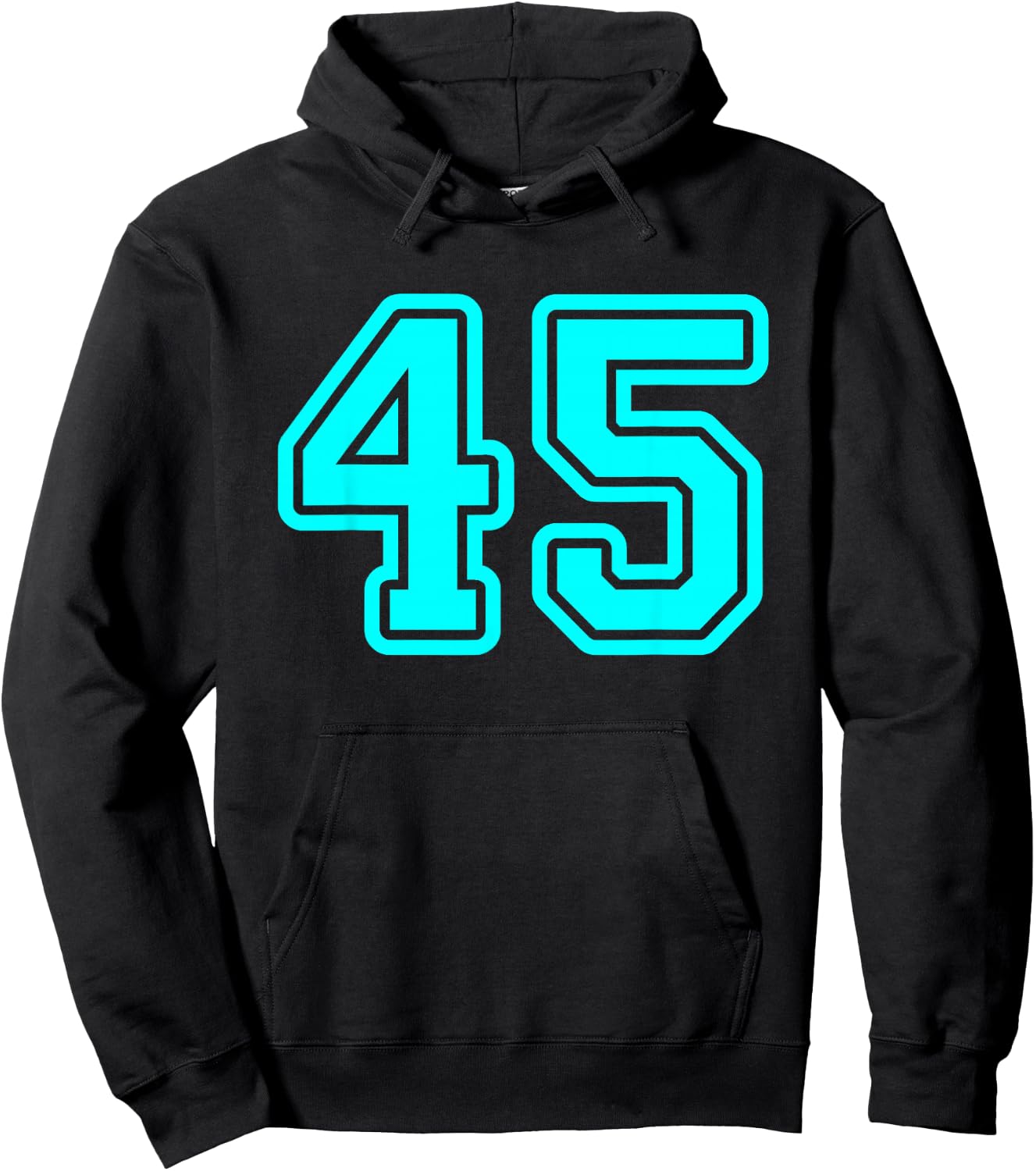 Number #45 Cyan Sport Varsity Number 45 Hoodie - Hoodie | Black