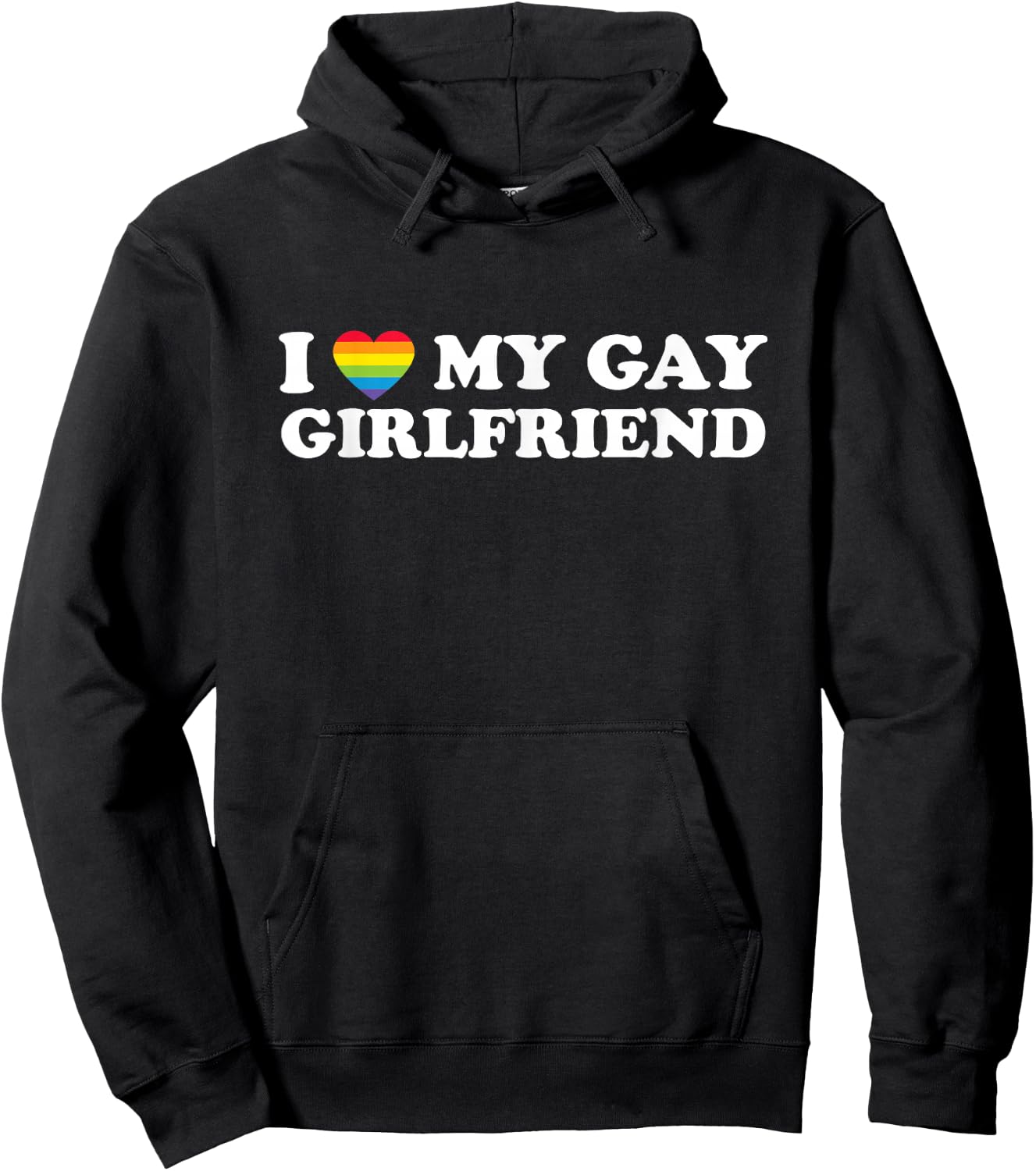 I Love My Gay Girlfriend Funny Dating Pride Rainbow Heart Hoodie - Hoodie | Black