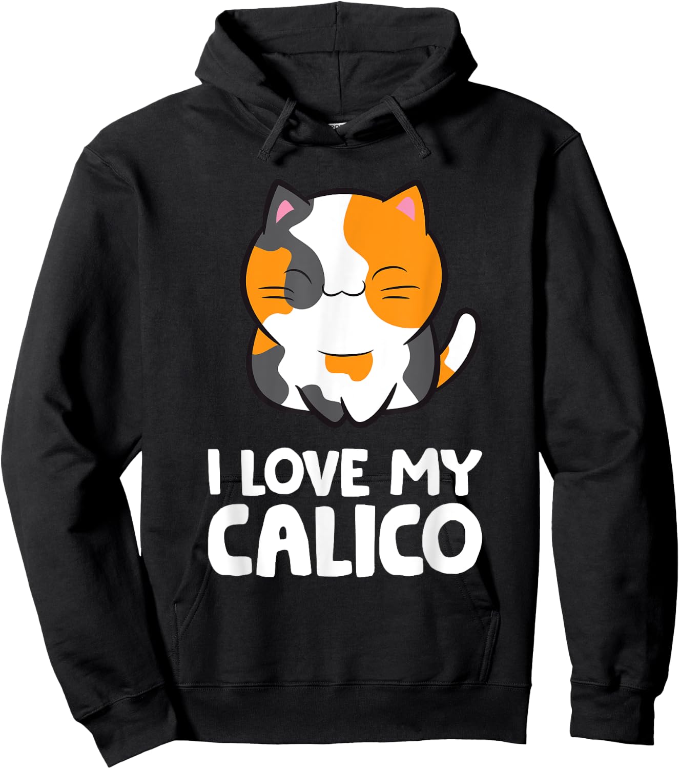 I Love My Calico Cute Pet Calico Cat Men Women Girls Kids Hoodie - Hoodie | Black