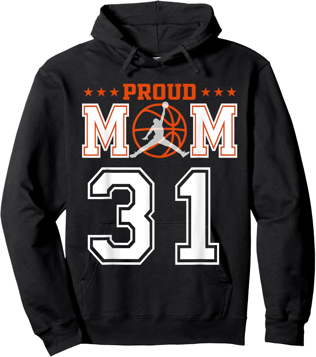 Custom Number 31 Proud Basketball Mom Personalized Sport Lov Hoodie - Hoodie | Black