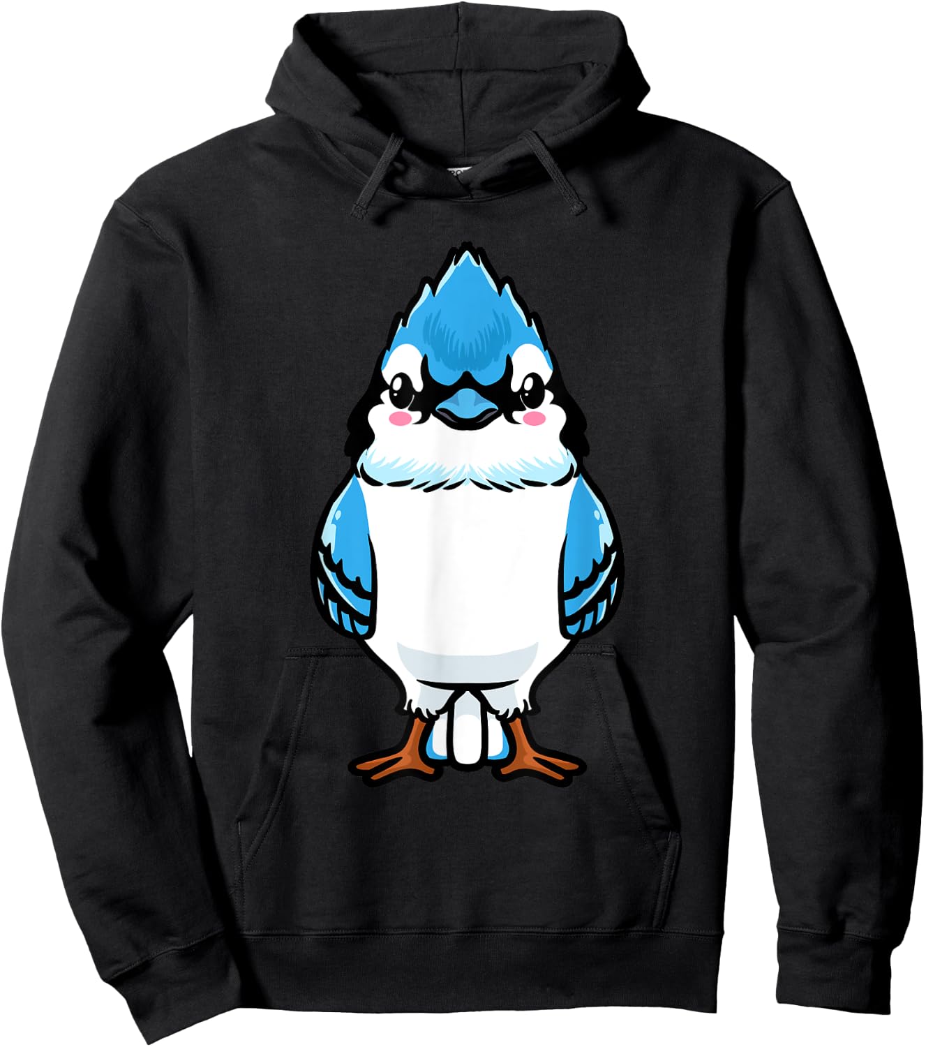 Luvevebluejaytha Blue Jay Bird Cyanocitta Cristata Design , Black, Small, Short Sleeve, Classic Fit, Cotton Blend, Bird Print Design, Blended Fabric Hoodie - Hoodie | Black