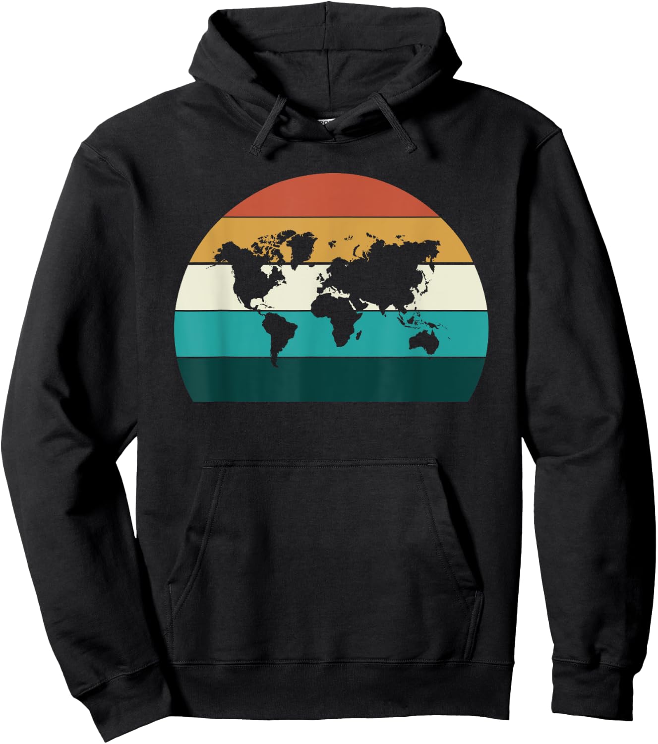 Vintage World Map Retro Cartography Distressed Women Men Hoodie - Hoodie | Black