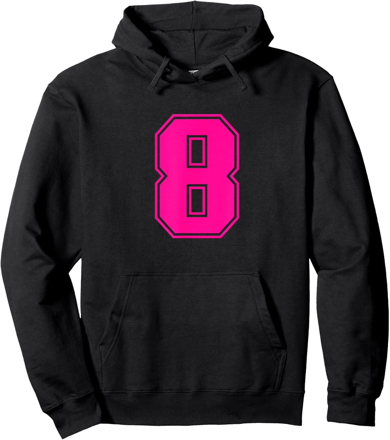 Number 8 Pink Sports Team Hoodie - Hoodie | Black