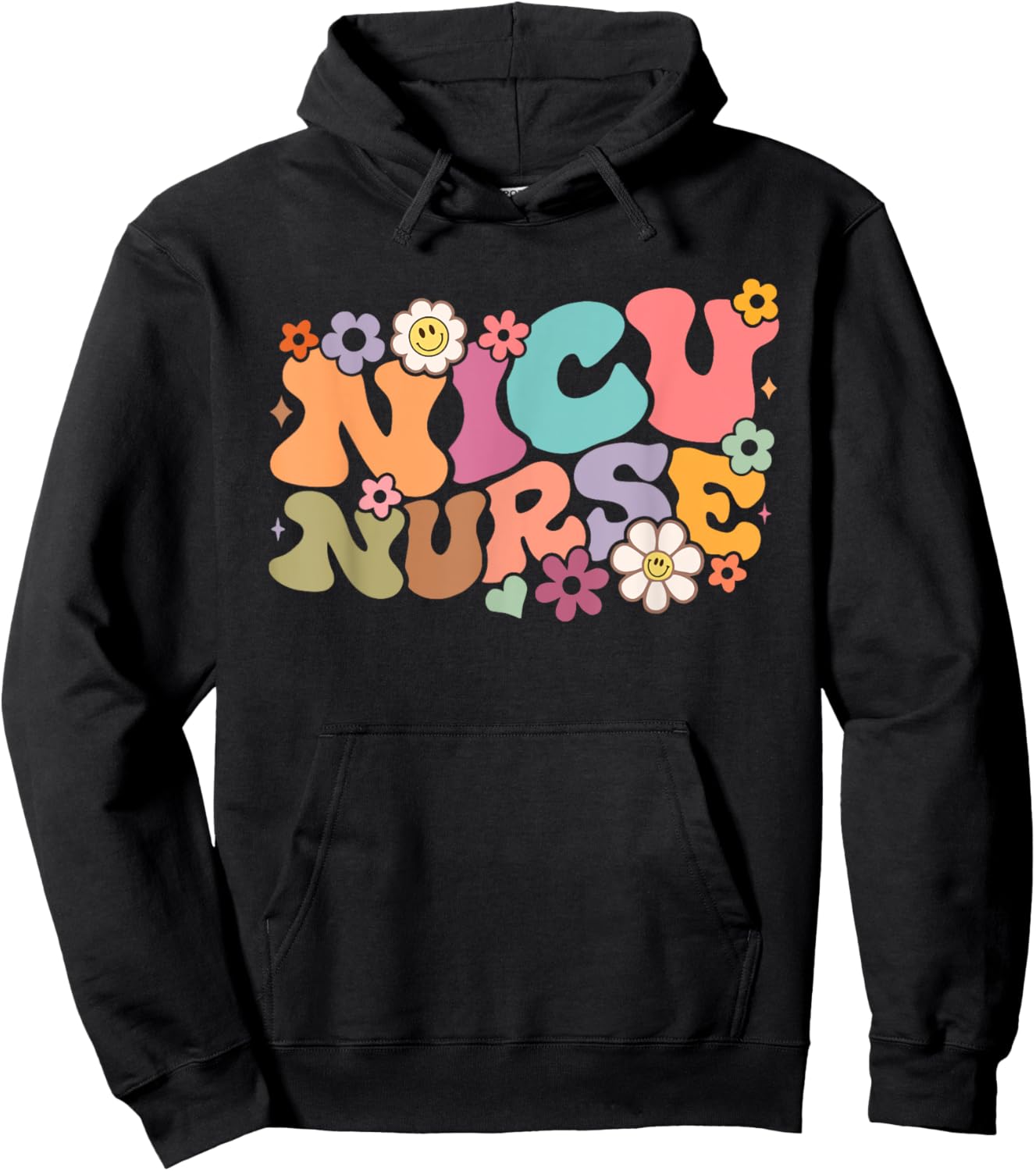 Groovy NICU Nurse ICU Neonatal Team Tiny Humans For Hoodie - Hoodie | Black