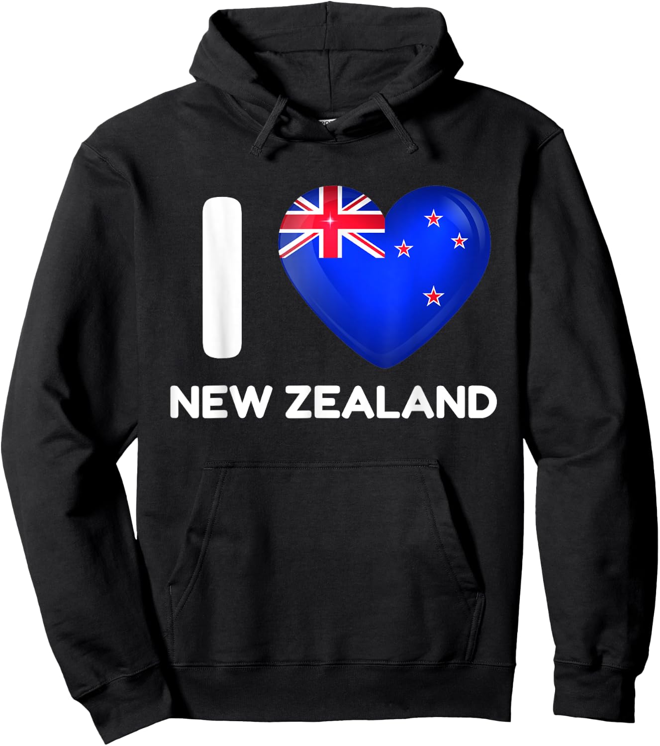 I Love New Zealand Heart New Zealand Family Travel Hoodie - Hoodie | Black