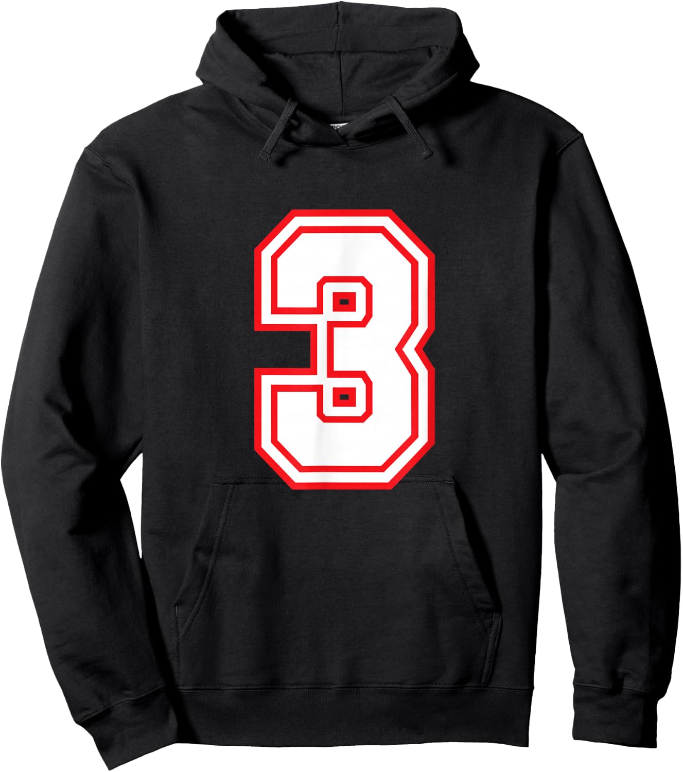 Number #3 Red Varsity Favorite Number Hoodie - Hoodie | Black