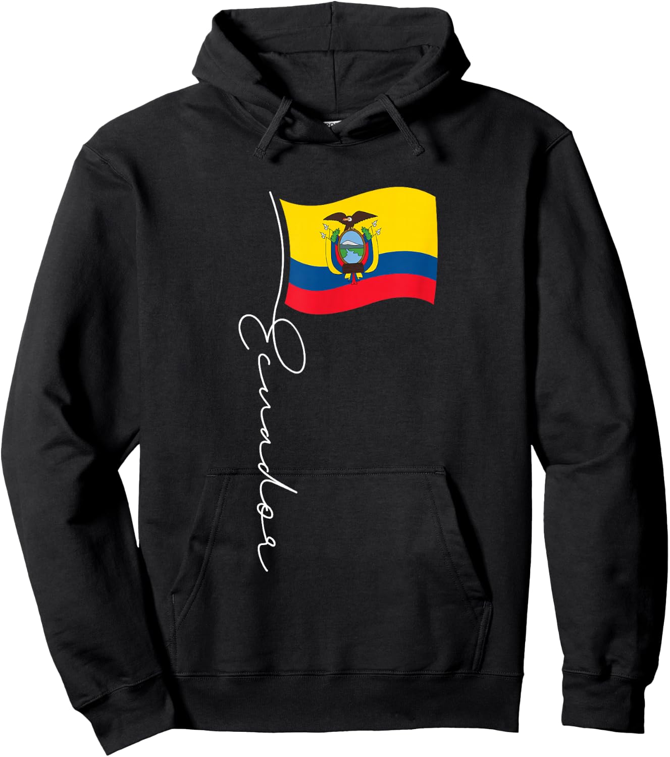 Ecuador Signature Flag Pole - Patriotic Ecuadorian Flag Hoodie - Hoodie | Black