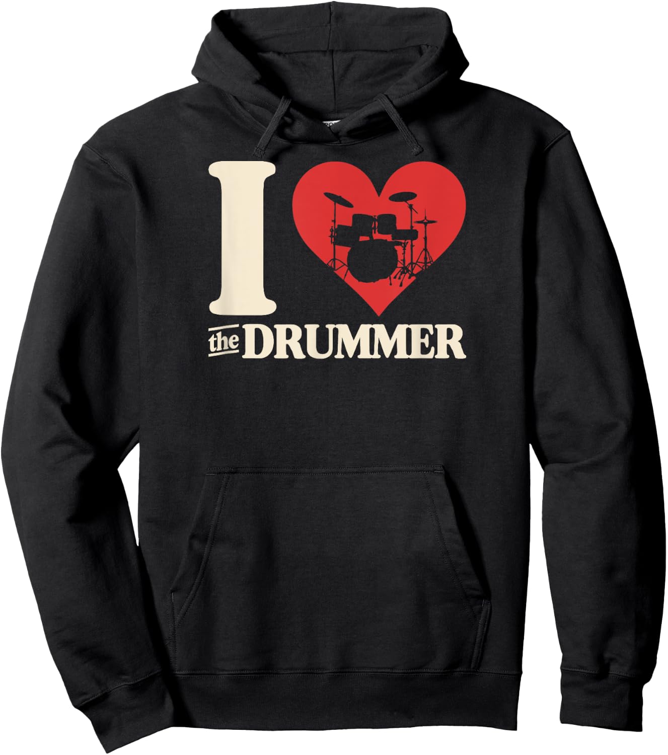 I Love The Drummer Heart Drum Couple Girlfriend Boyfriend Hoodie - Hoodie | Black