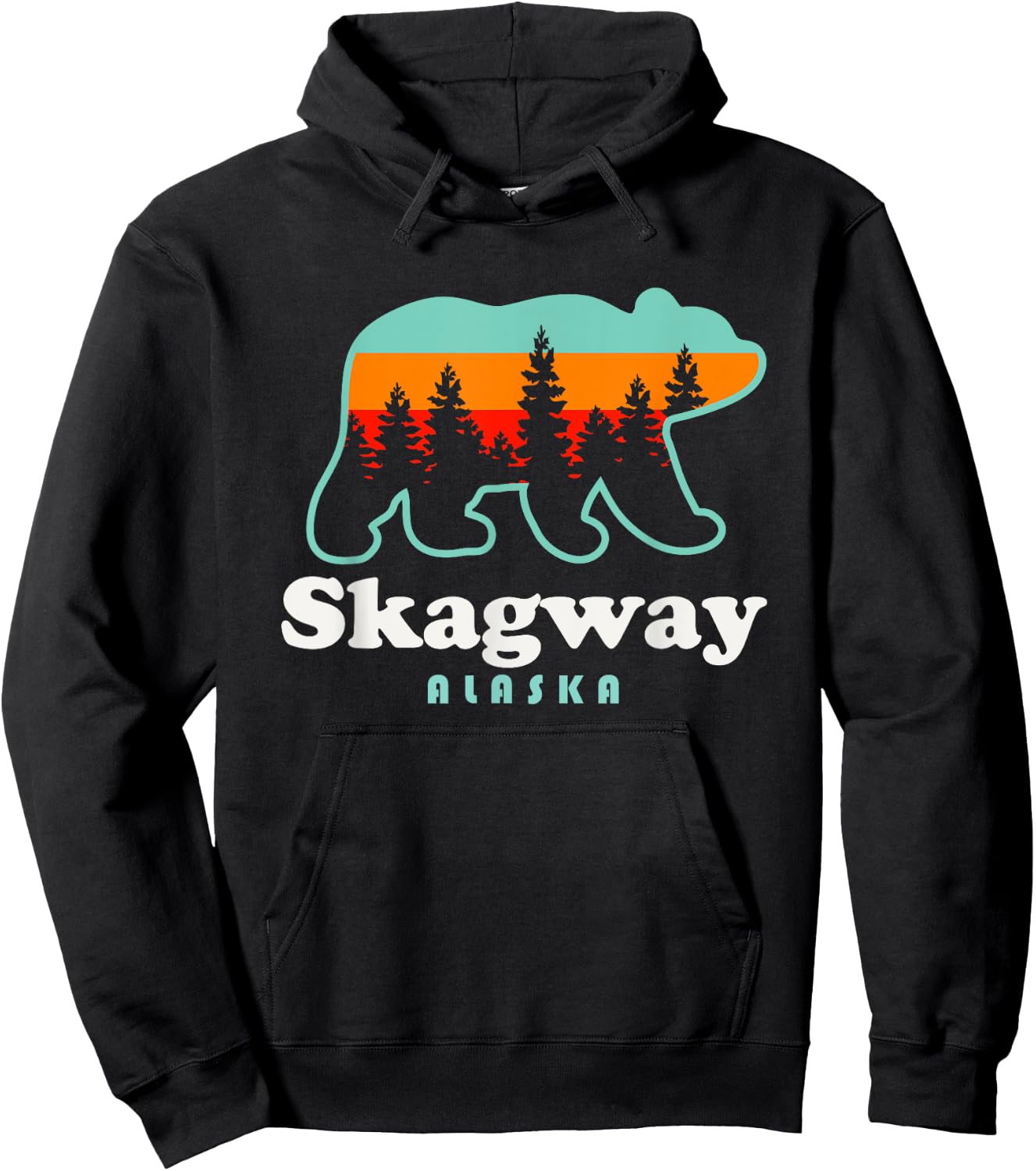 Skagway Alaska Travel Retro Bear Mountains Hoodie - Hoodie | Black