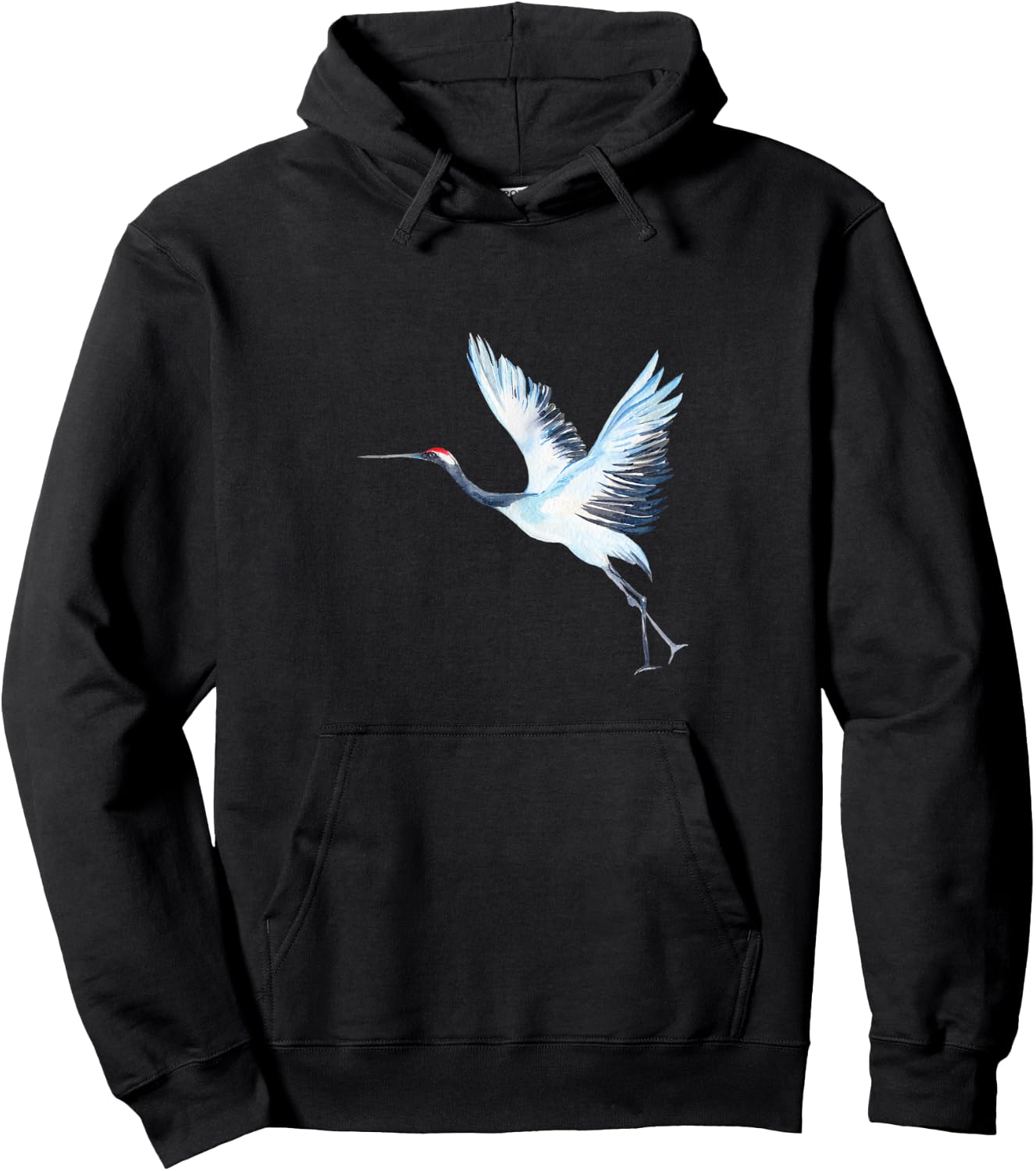 Sandhill Crane Heron Design Illustration Water Color Hoodie - Hoodie | Black