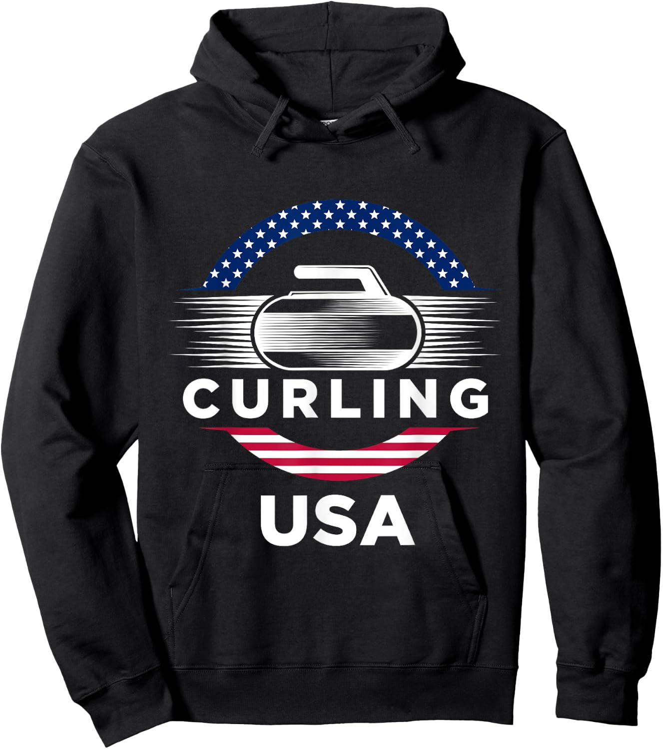 Curling USA Support the Team USA Flag Curl Clean Hoodie - Hoodie | Black