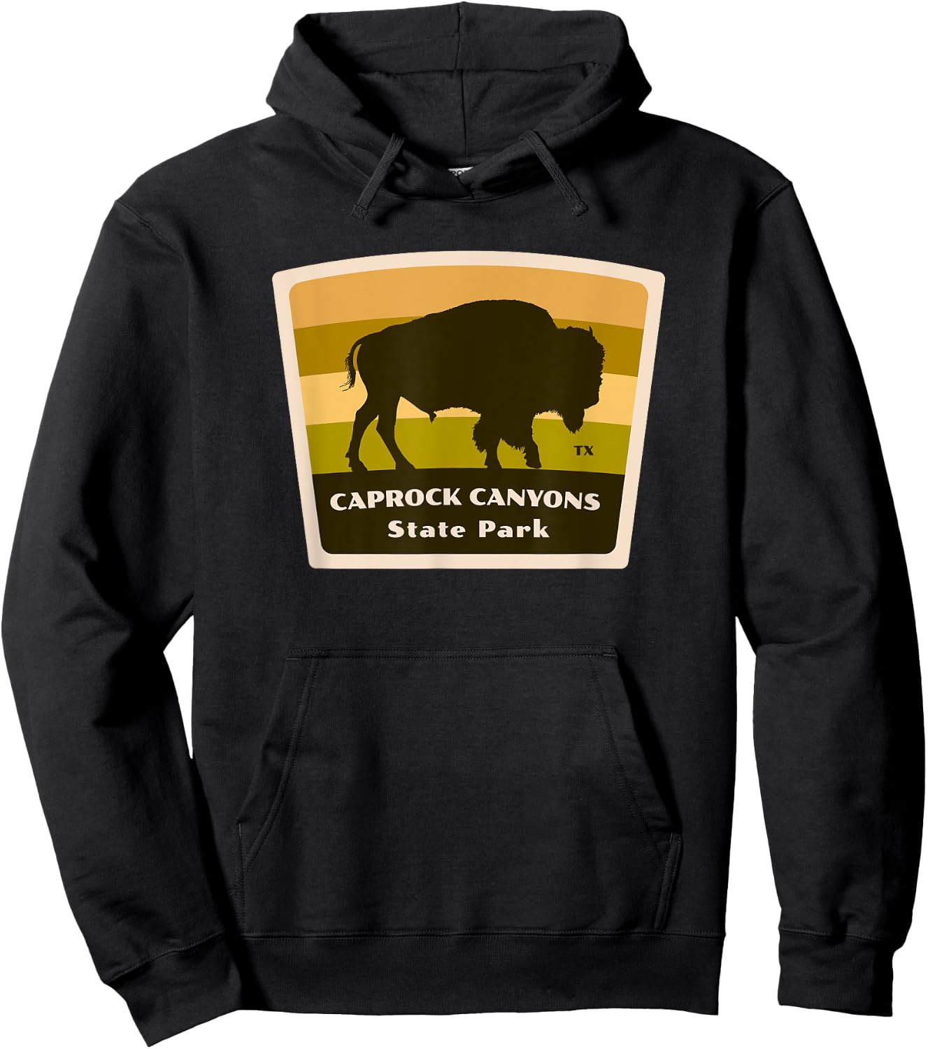 Caprock Canyons State Park and Trail Texas TX Bison Badge Hoodie - Hoodie | Black