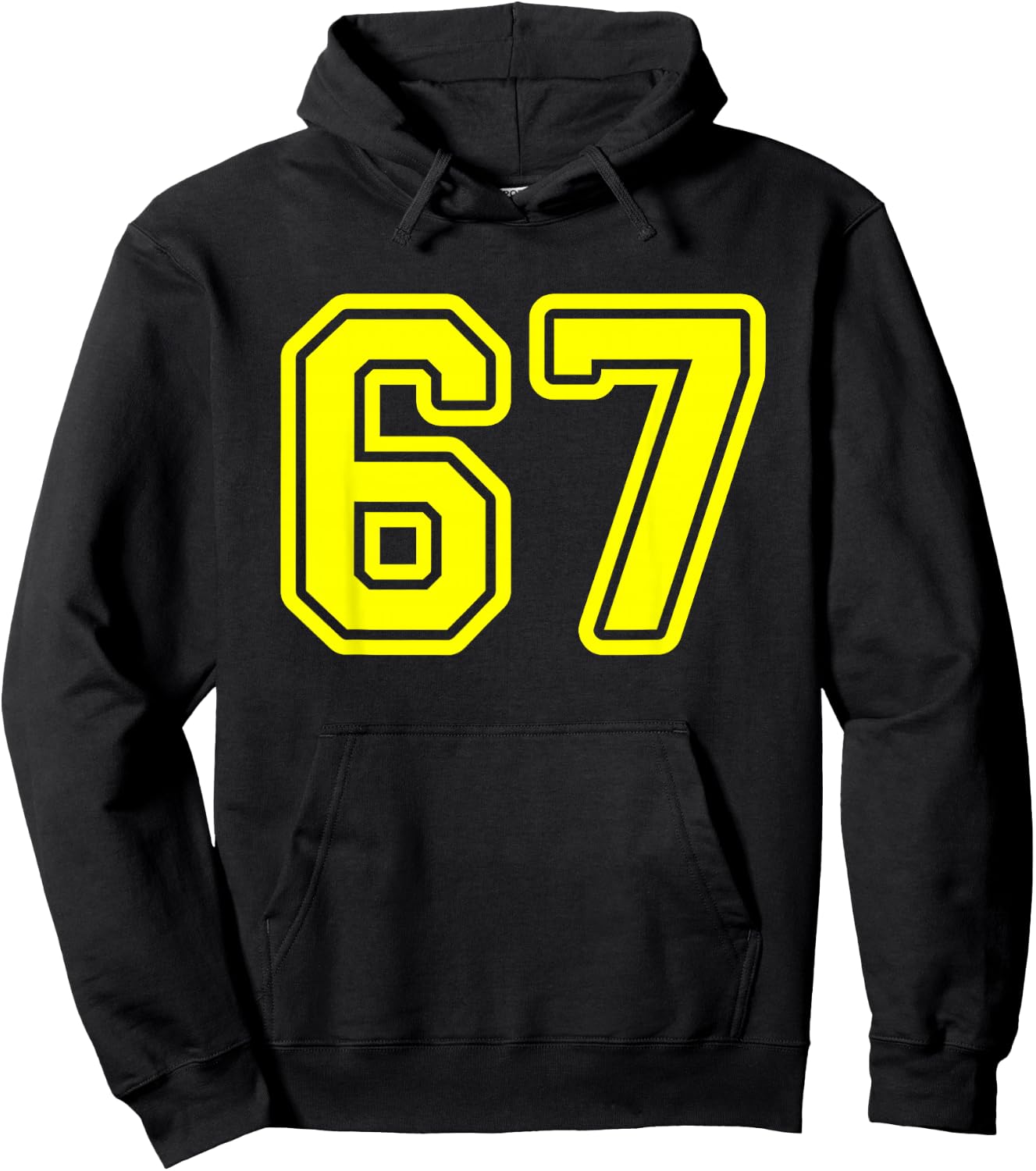 Yellow Sports Team Number #67 Hoodie - Hoodie | Black