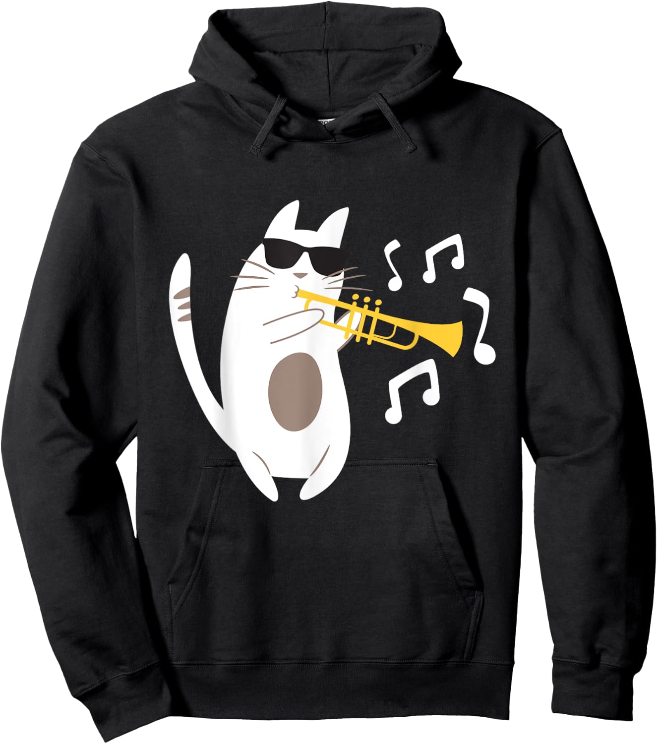 The Trumpeter Cat - Trumpet Player Marching Band Men Women Girls Kids Hoodie - Hoodie | Black