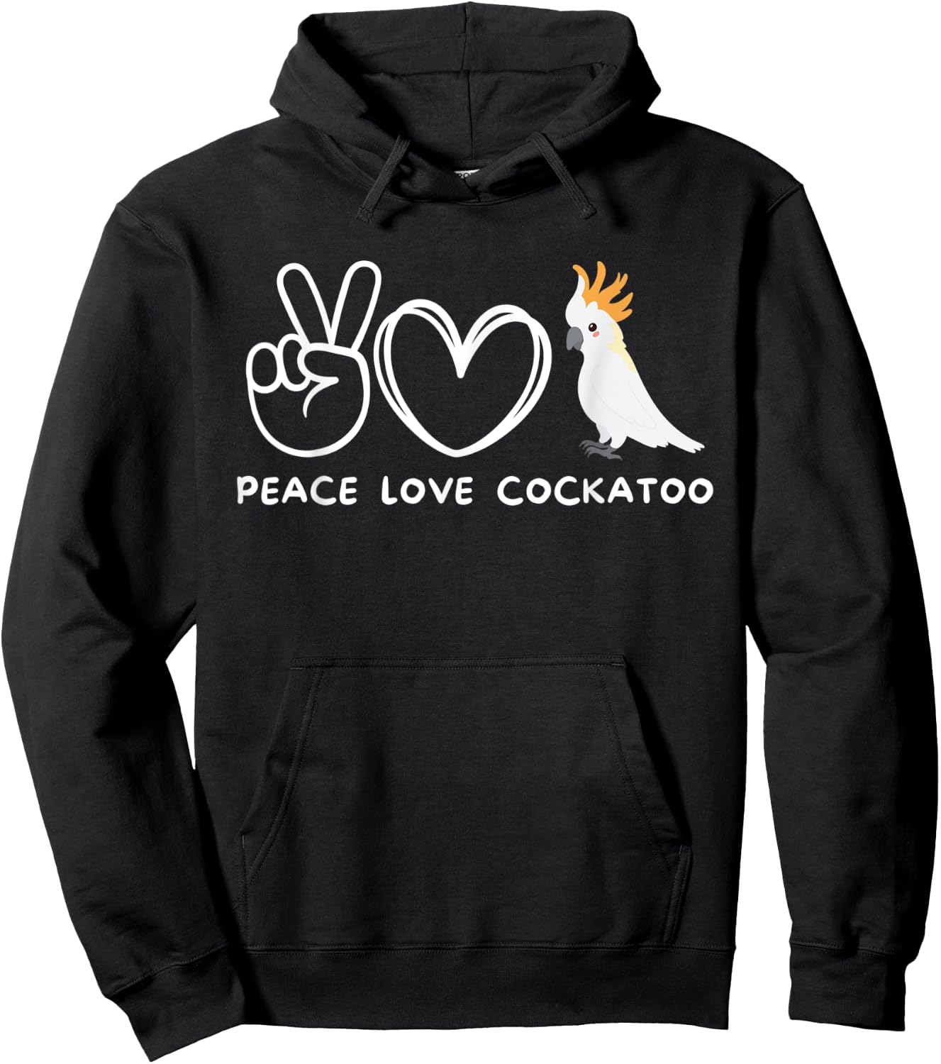 Peace, Love Cockatoo Retro Cockatoo Lover Hoodie - Hoodie | Black
