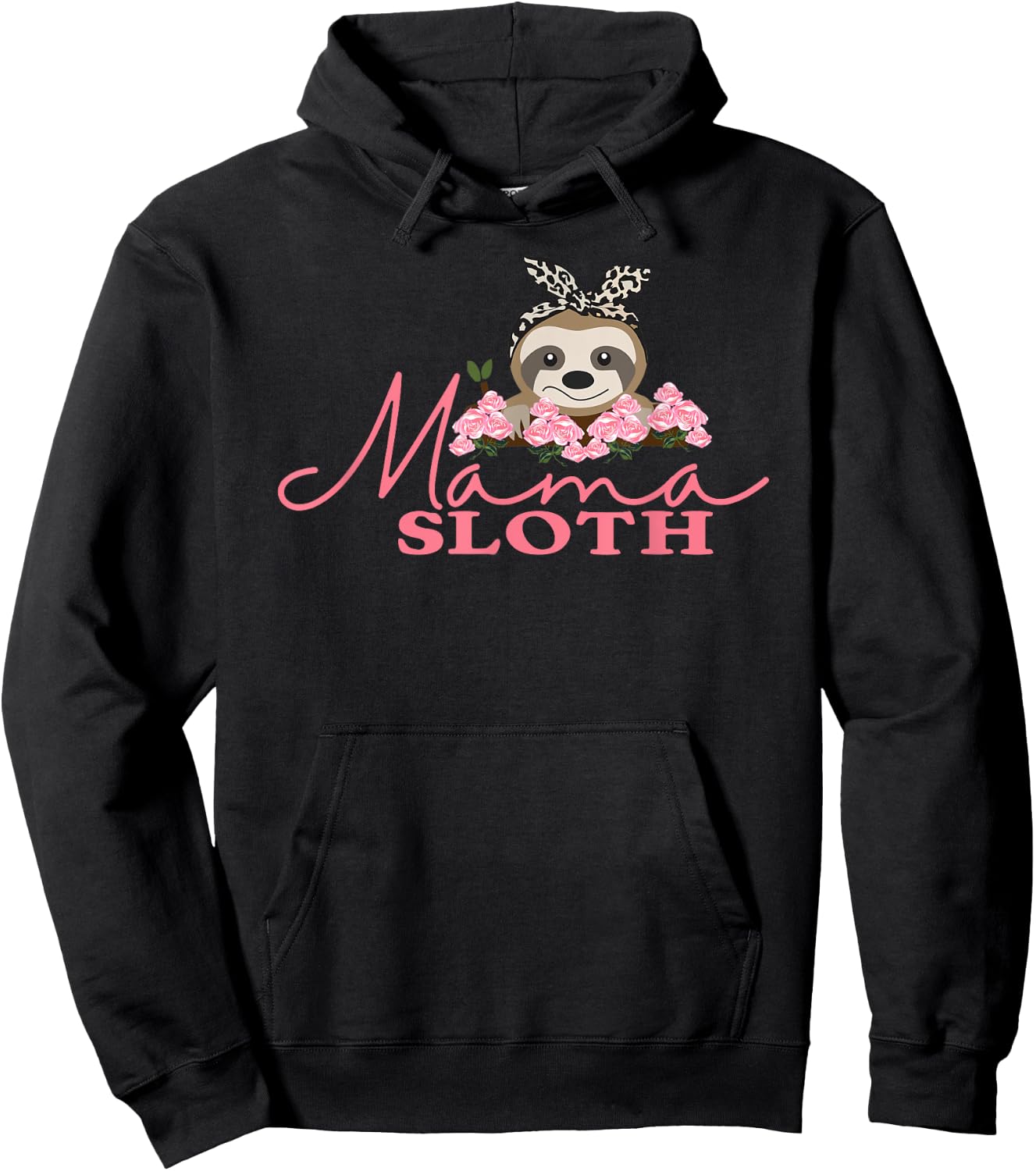 Mama Sloth , I Love Mom, Girls Sloth Hoodie - Hoodie | Black