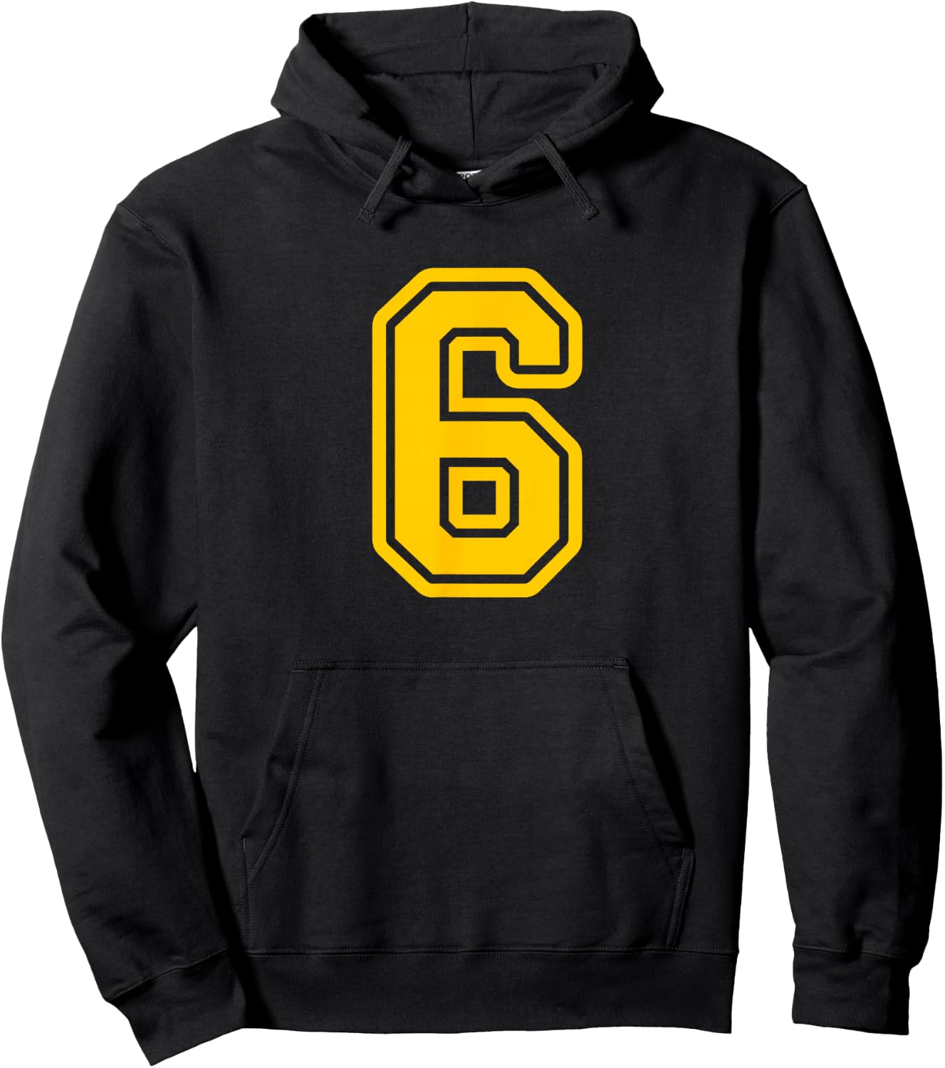 Yellow Sports Team Number #6 Hoodie - Hoodie | Black