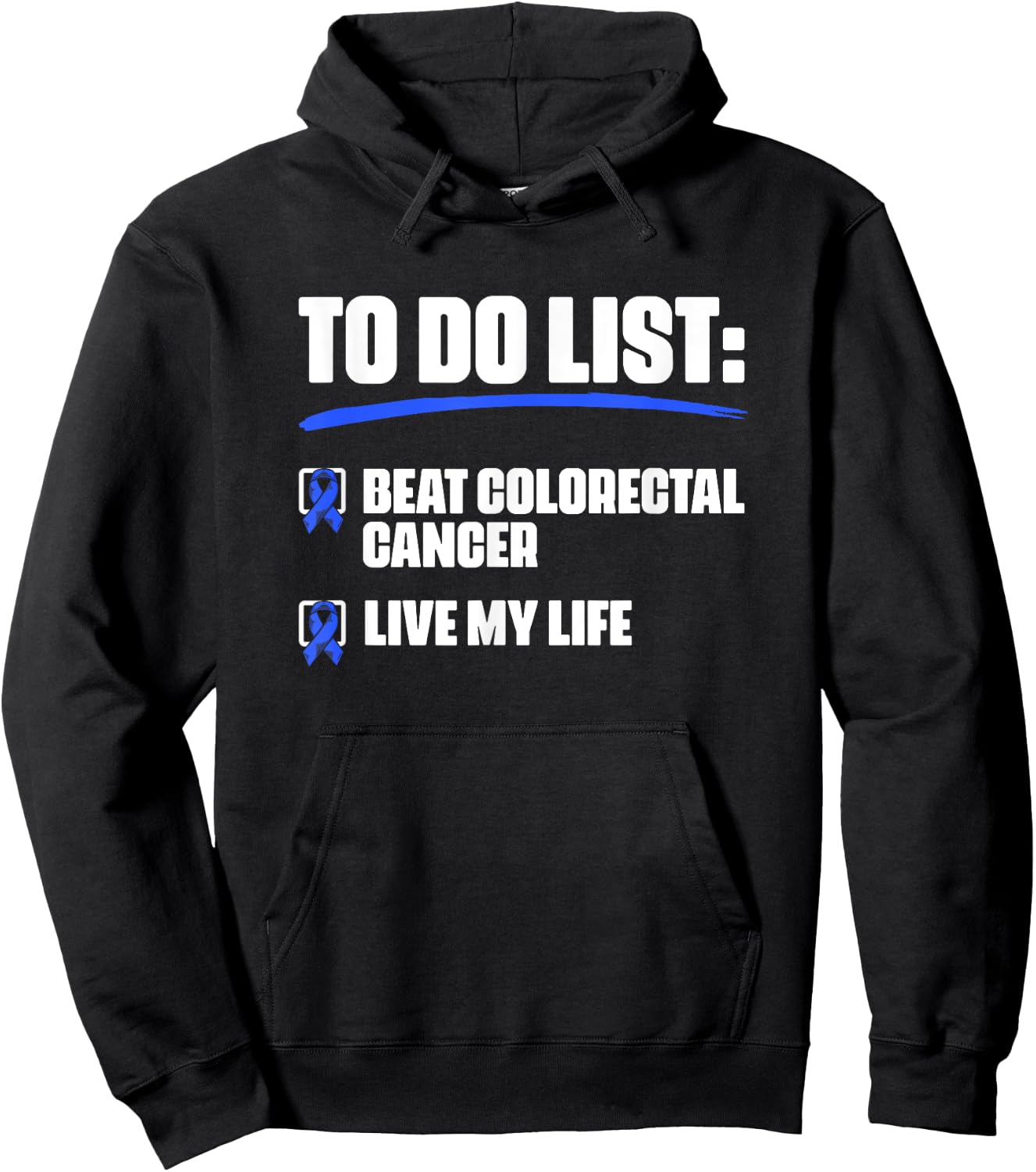 Blue Ribbon Colon Cancer Survivor Beat Colorectal Cancer Hoodie - Hoodie | Black