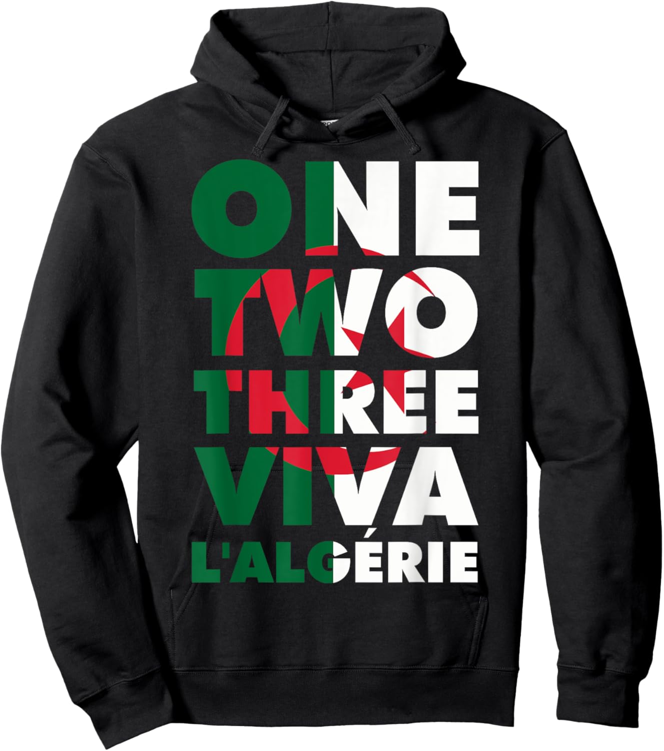 One two three viva Algeria slogan DZ Algerian humour football Hoodie - Hoodie | Black