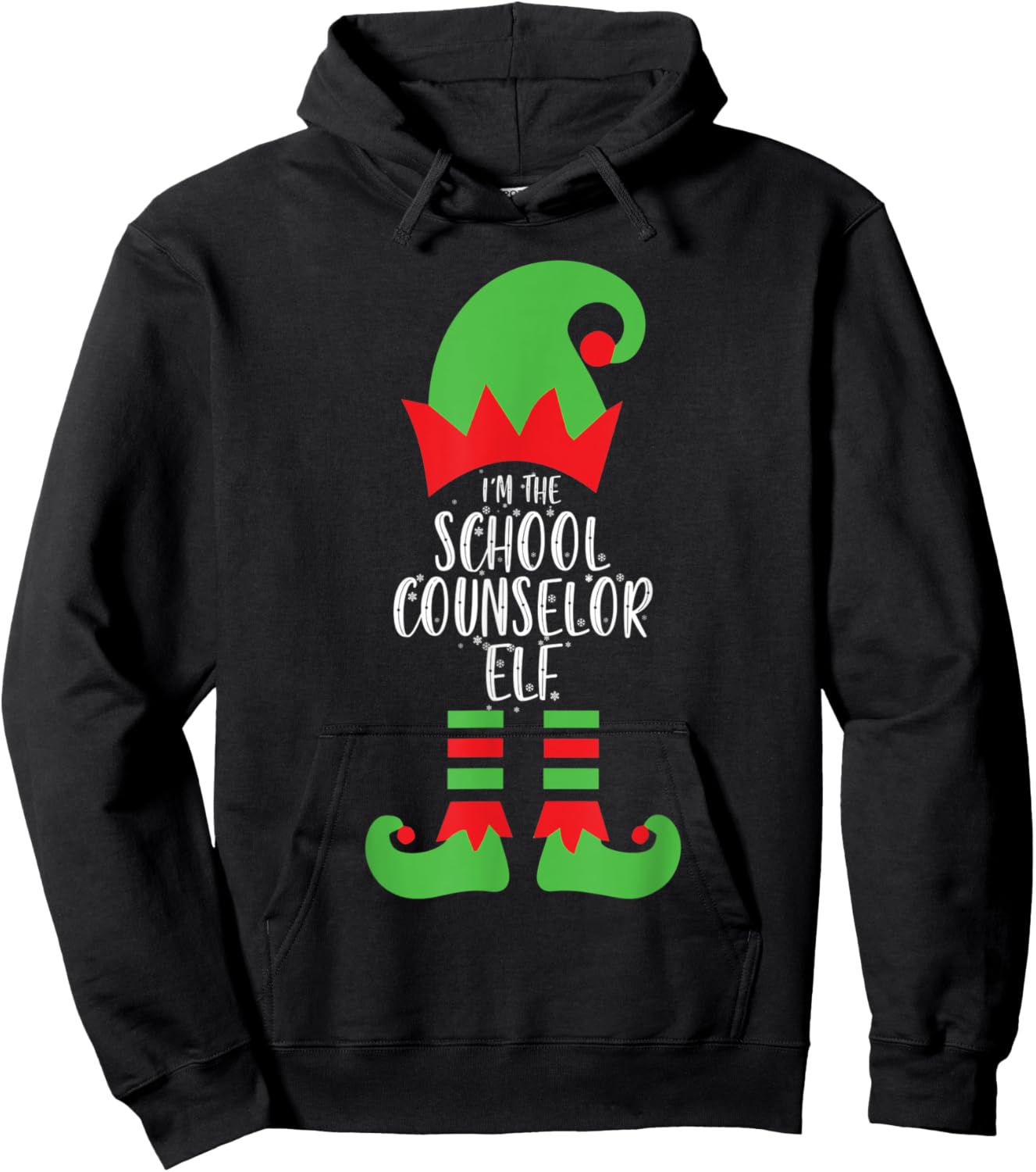 I'm The School Counselor Elf Christmas Social Worker Xmas Hoodie - Hoodie | Black