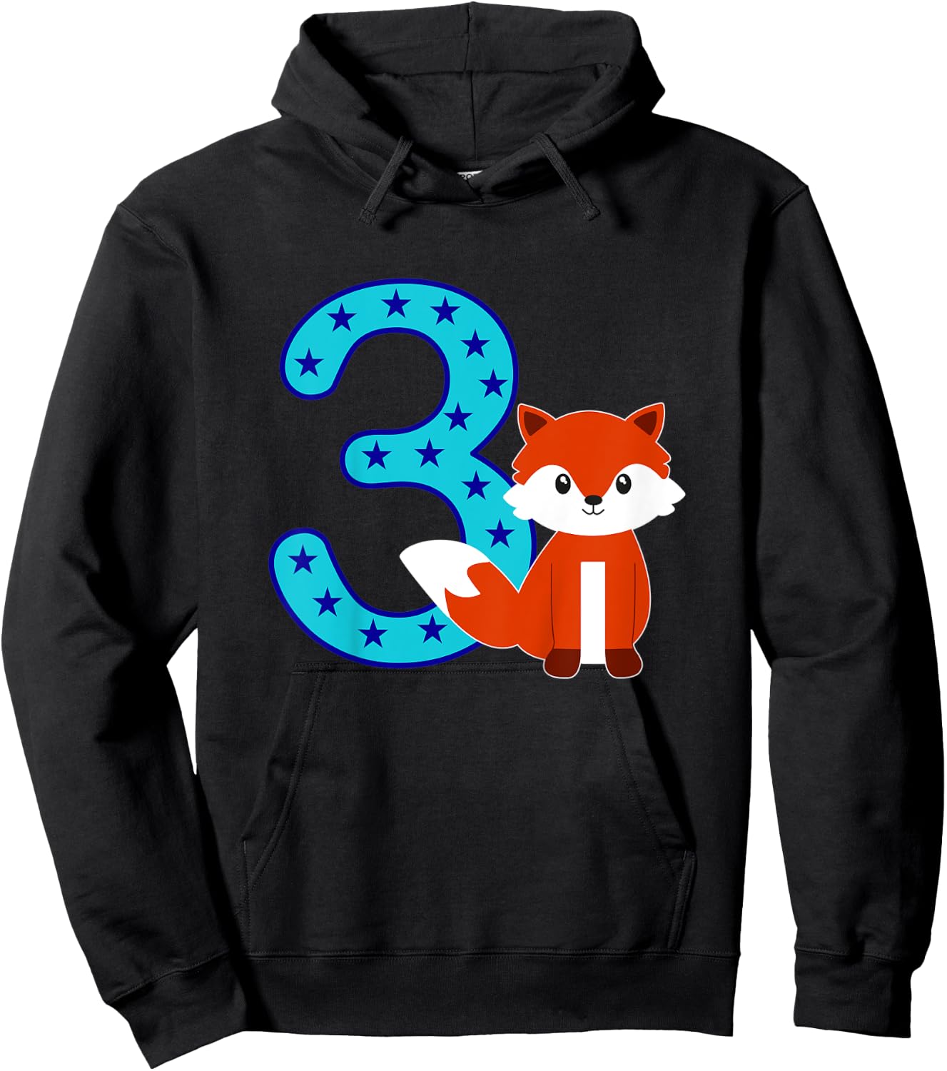 Kids 3rd Birthday Girl Boy Cute Fox I'm 3 Years Old Hoodie - Hoodie | Black