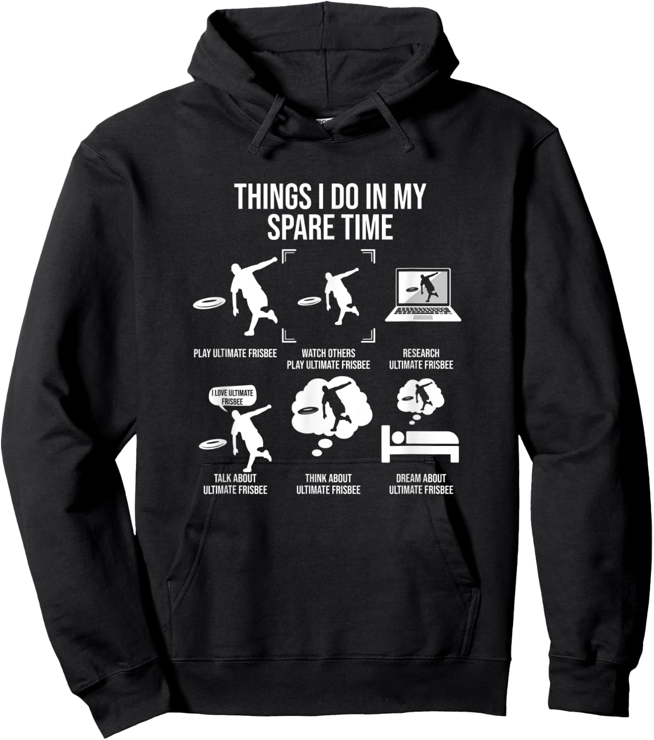 Things I Do In My Spare Time, Funny Ultimate Frisbee Hoodie - Hoodie | Black