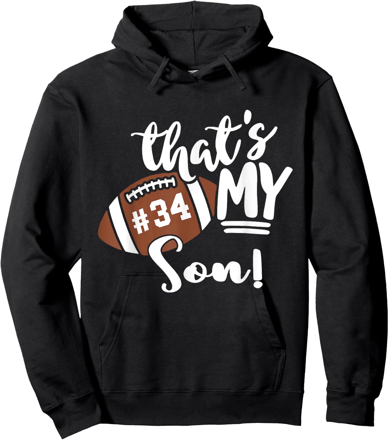 That's My Son Football 34 Jersey Number Vintage Mom Dad Hoodie - Hoodie | Black