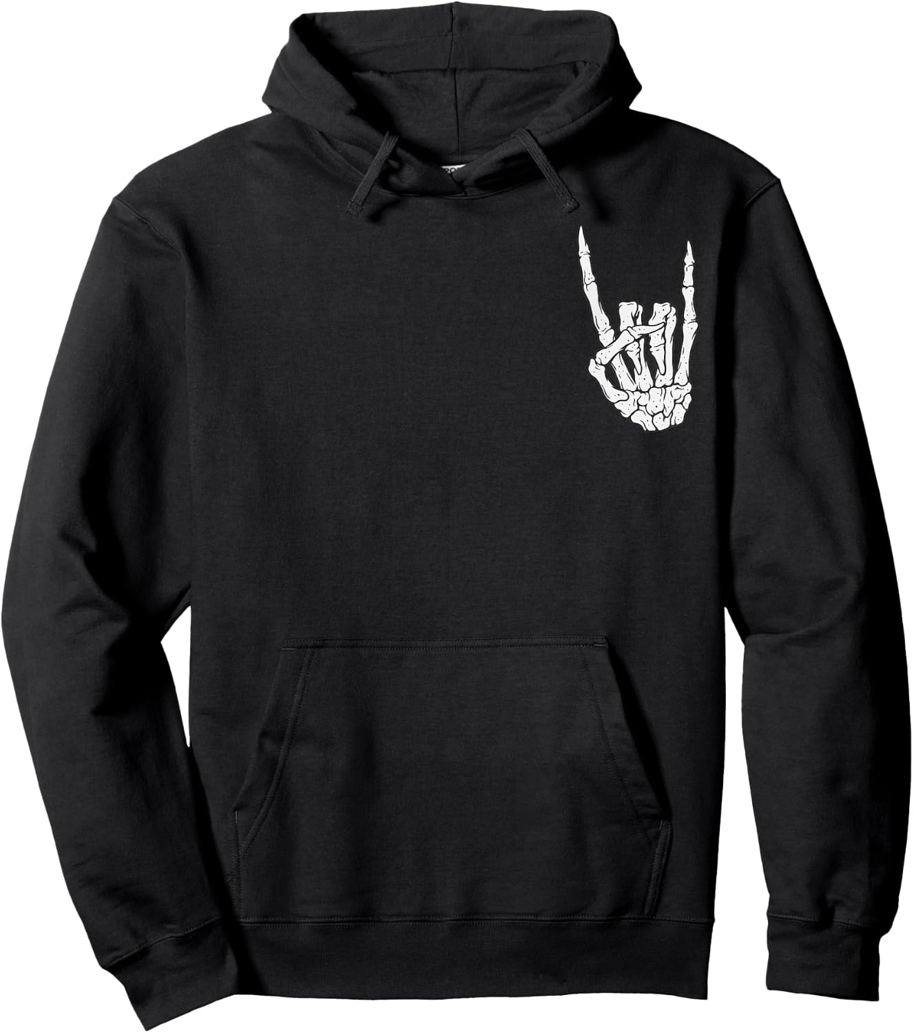 Skeleton Rock Hand Pocket Lazy Halloween Costume Cool Bones Hoodie - Hoodie | Black