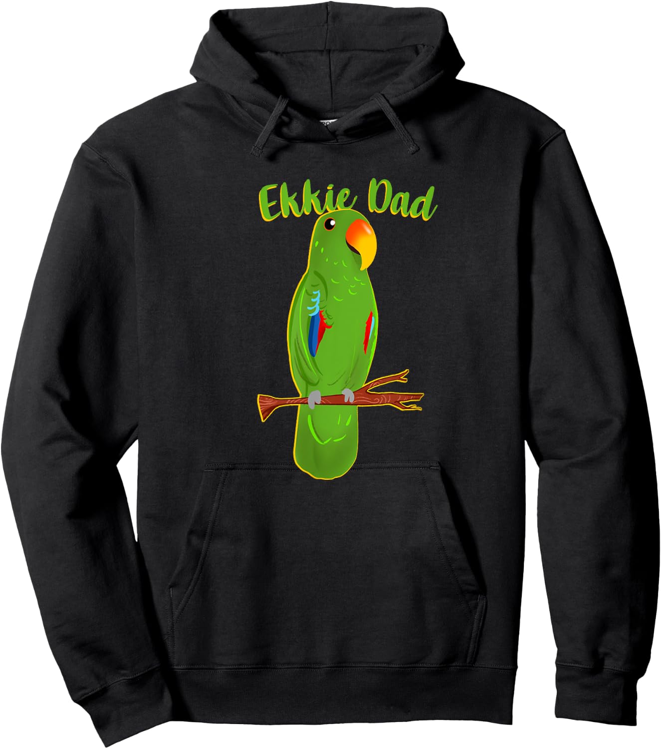 Ekkie Dad Eclectus Parrot Adorable Bird Cute Drawing Hoodie - Hoodie | Black